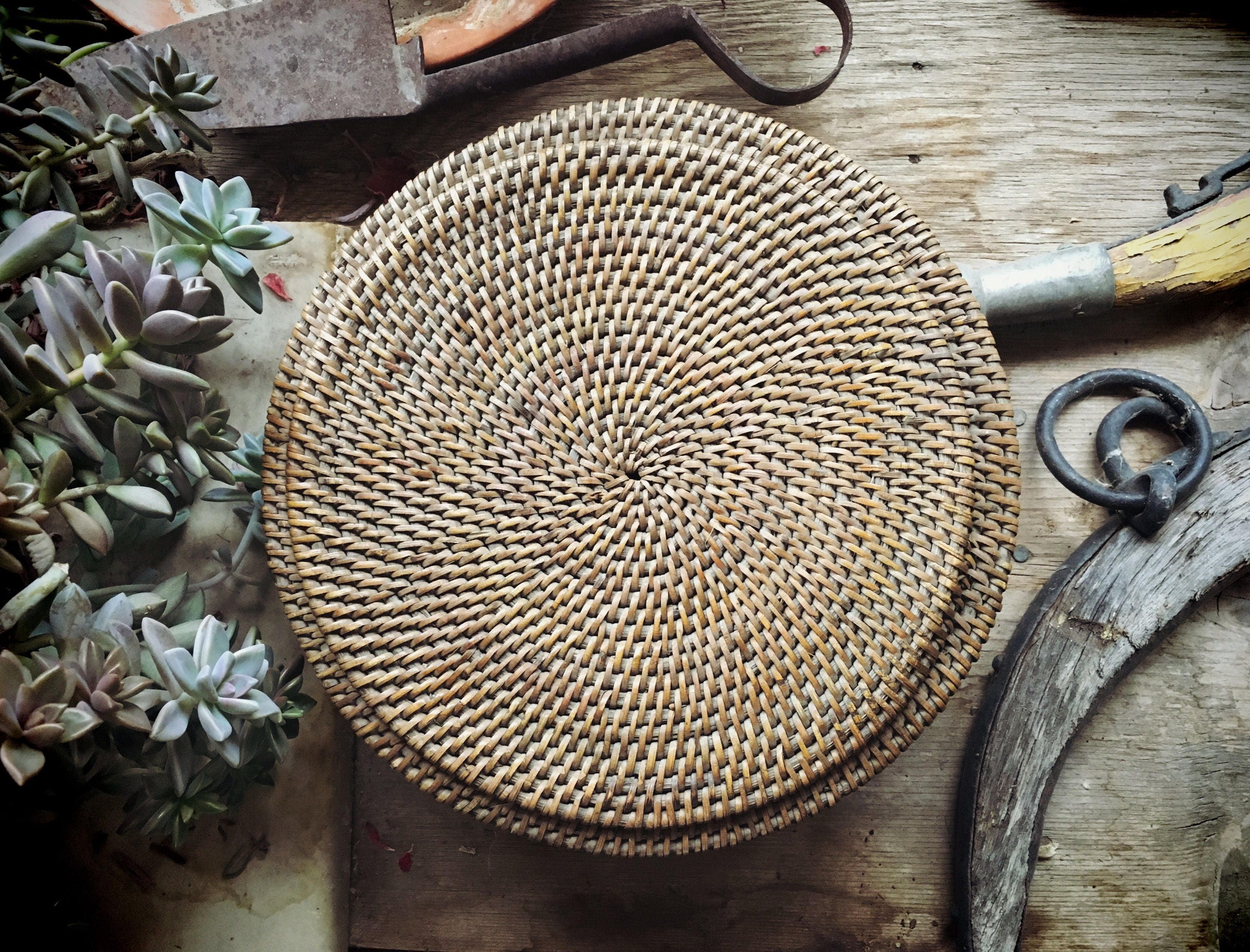 Woven Basket with Lid Bohemian Decor, Primitive Decor, Basket Weaving