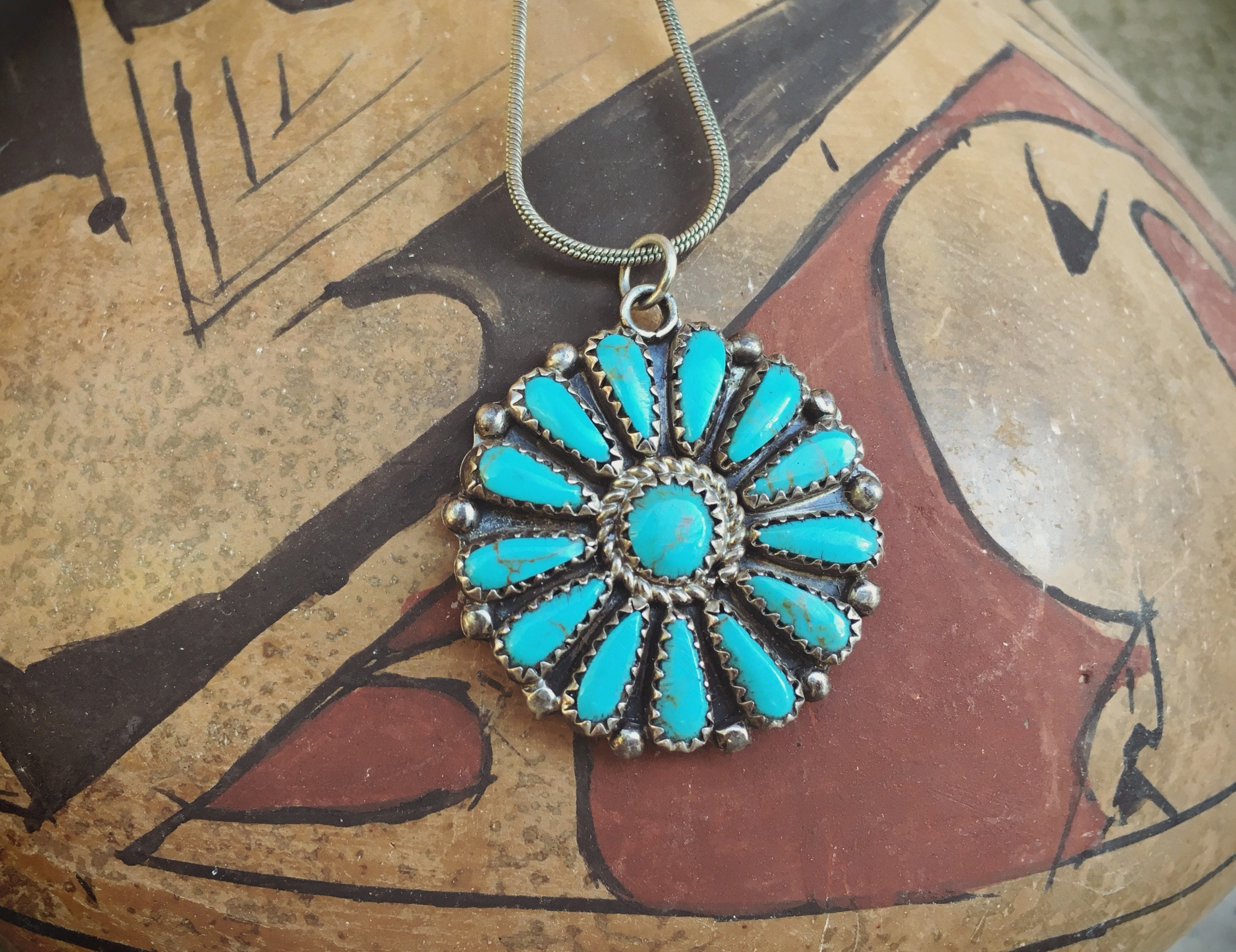 Turquoise Pendant Necklace for Women Native American Indian Jewelry
