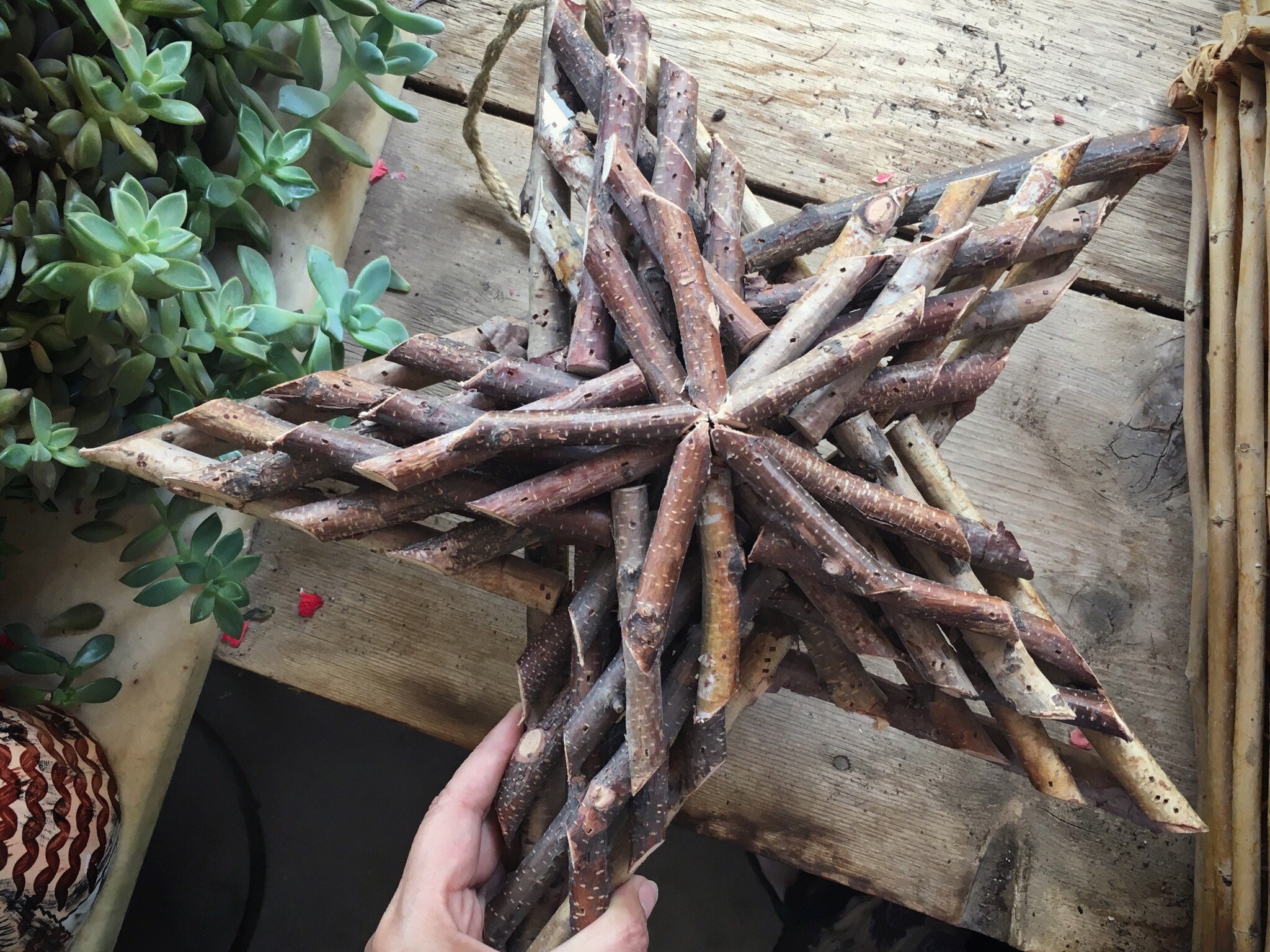 Twig Star Wall Hanging Rustic Decor, Five Point Star, Wood Pentacle, Rustic Garden Decor