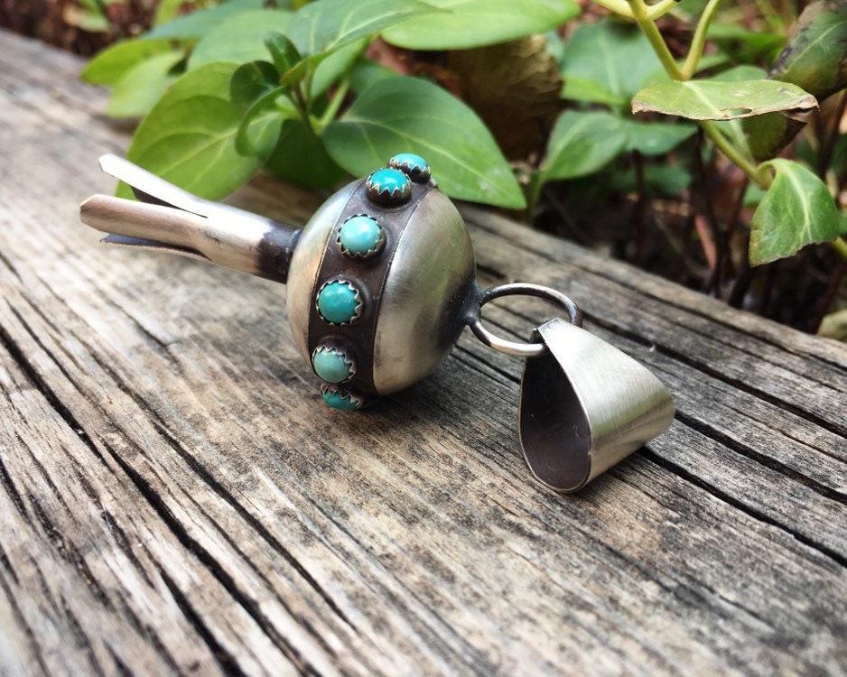 Sterling Silver Squash Blossom Pendant Turquoise Necklace with Silver Squash Blossom Pendant Signed Sterling Squash Blossom Necklace