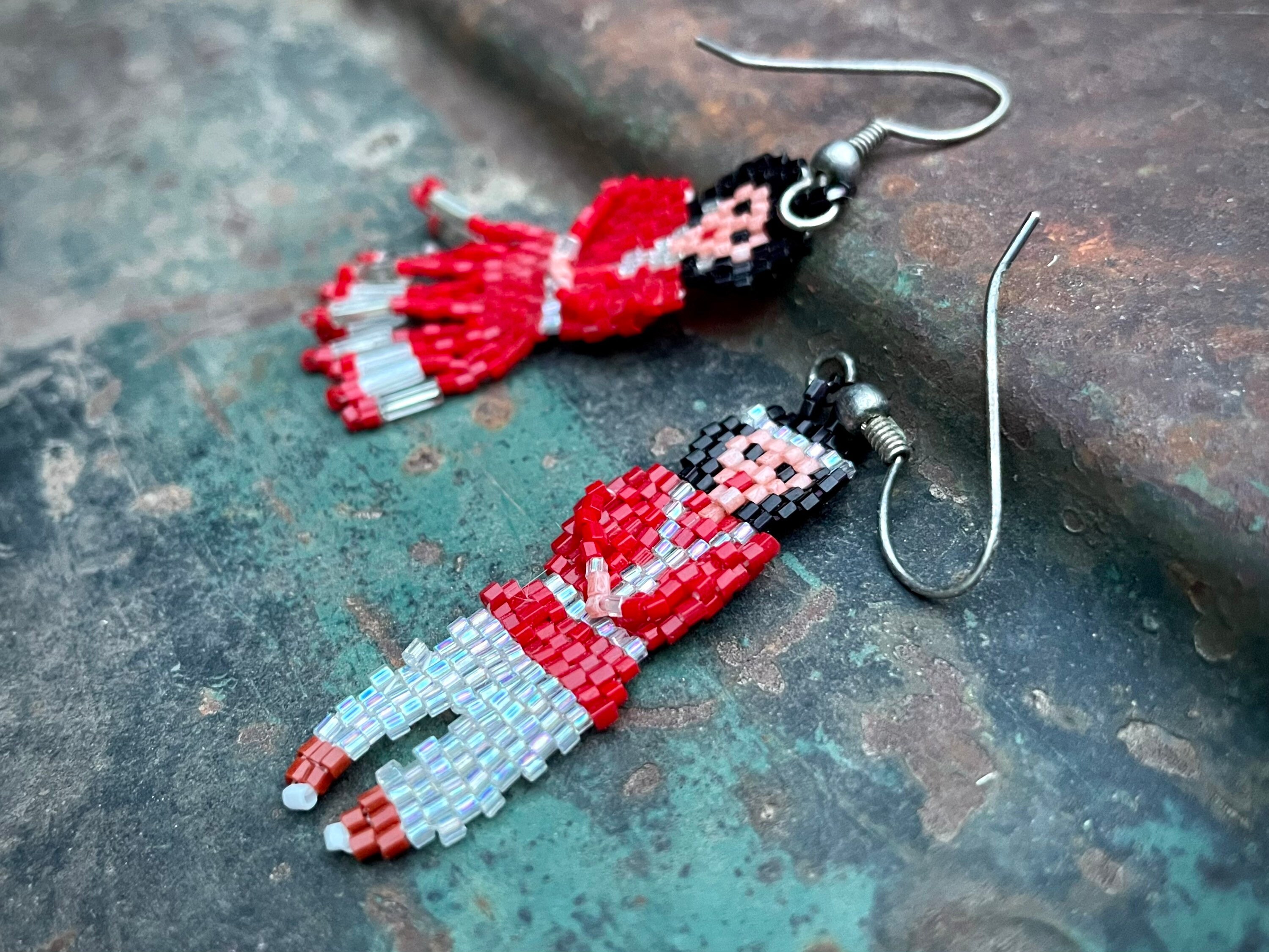 Small Southwestern Seed Beaded Earrings Navajo Woman Man