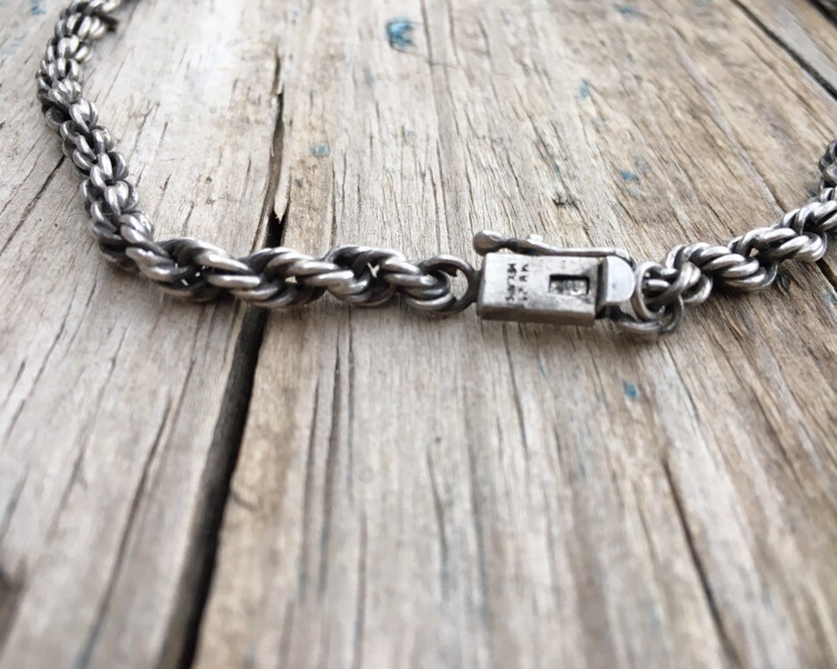 Vintage 16.5 Heavy Sterling Silver Rope Chain Necklace for Men or Women ...