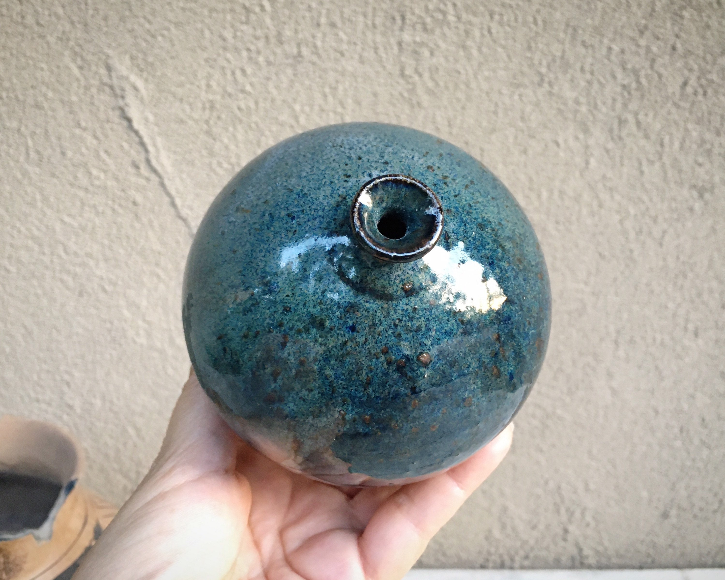 Blue Glaze Studio Pottery Bud Vase, Vintage Hand Thrown Weed Pot Dry ...