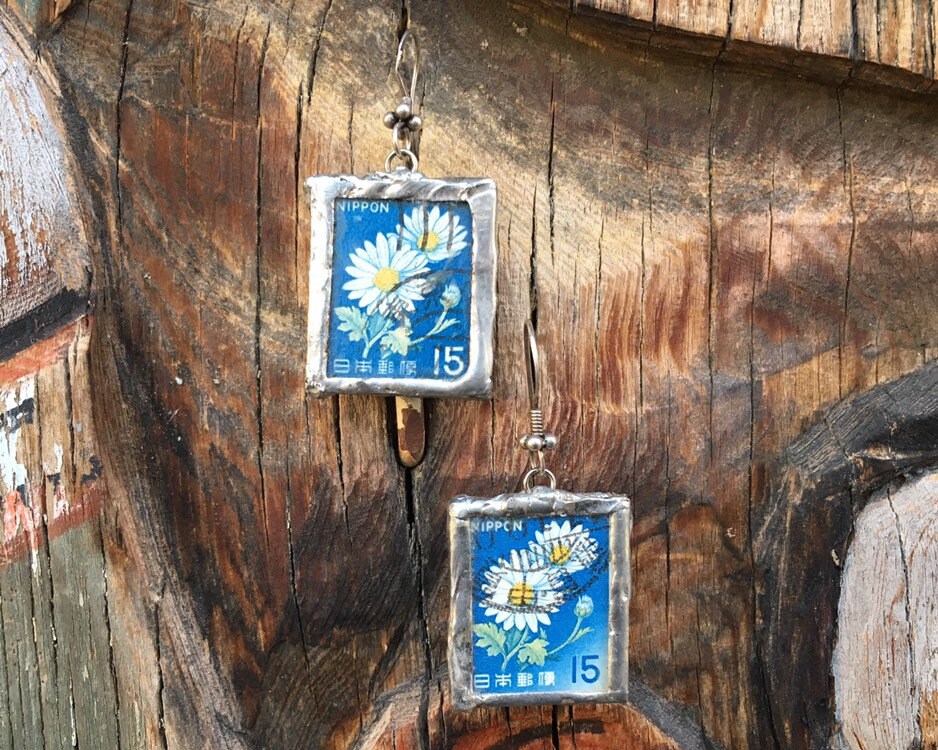 Japan Postage Stamp Earrings