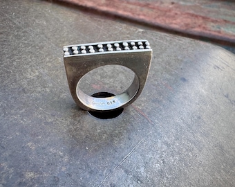 GeoArt Sterling Silver Bar Ring Size 9, Narrow Rectangle Horizontal Stacking Band