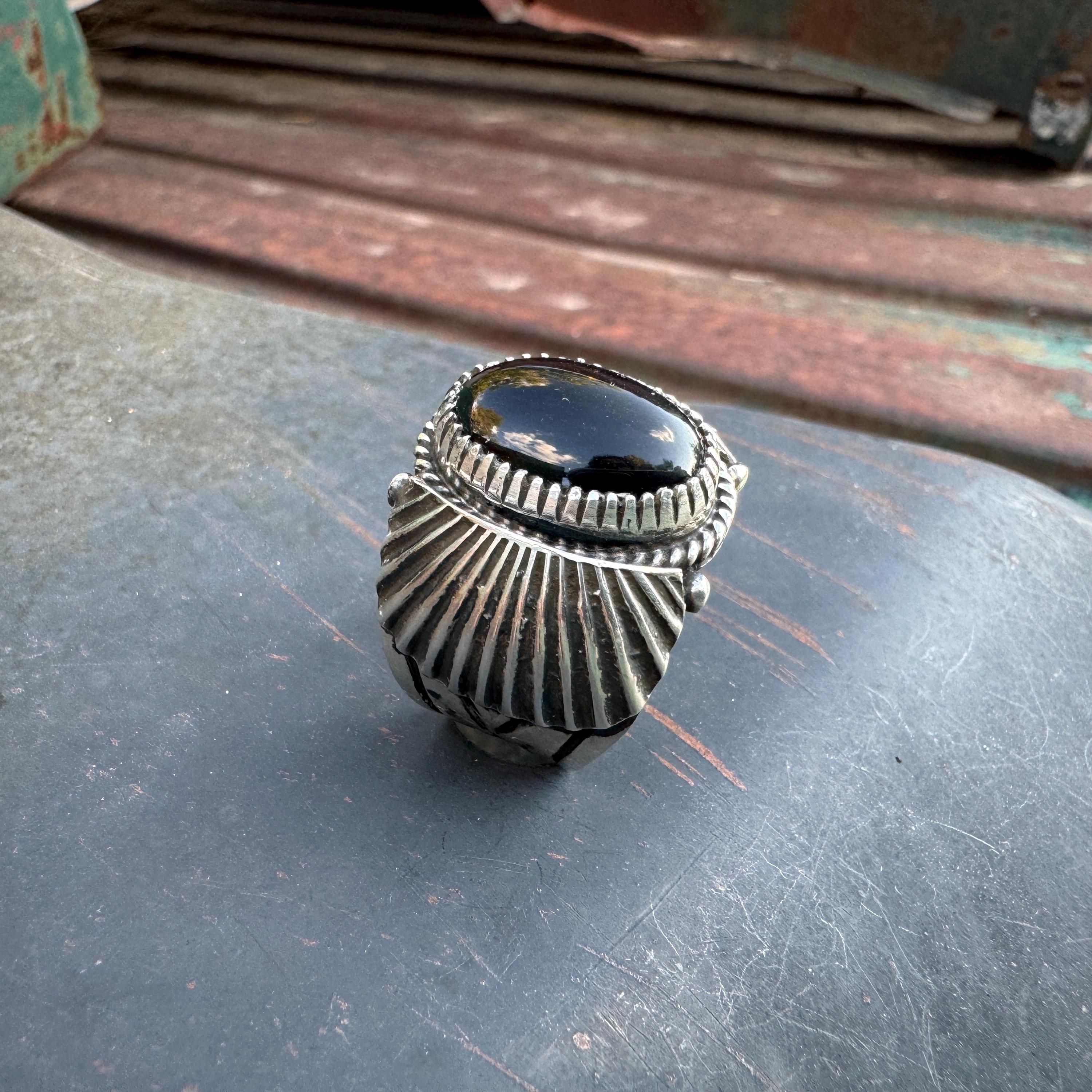 Intense And Intricate Navajo All Native American Jewelry Silver Repoussed Ring Intense And Intricate Navajo All Native American Jewelry Silver Repoussed Ring