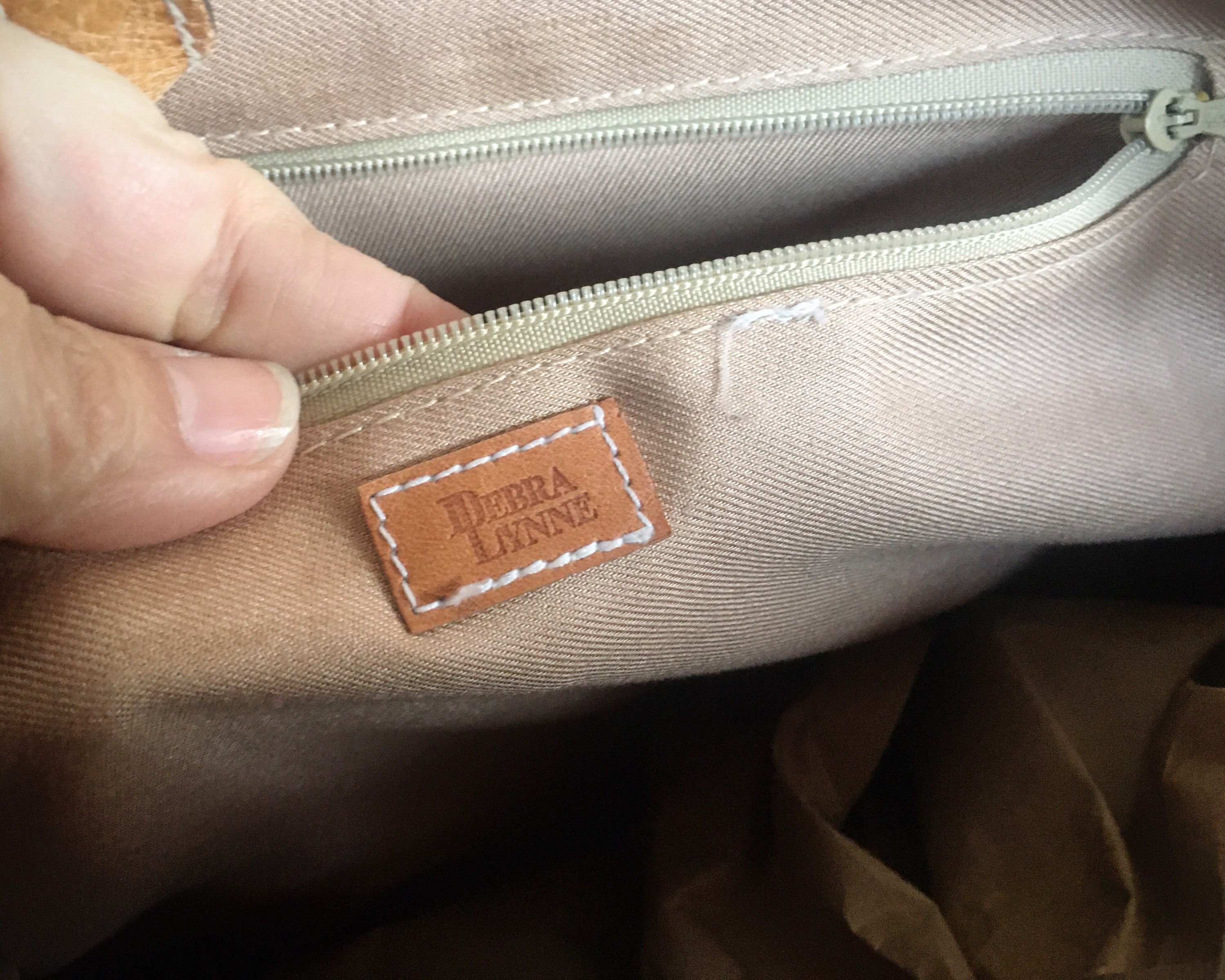 Embossed Leather Tote Bag with Velcro Closure and Fold Over Buckles