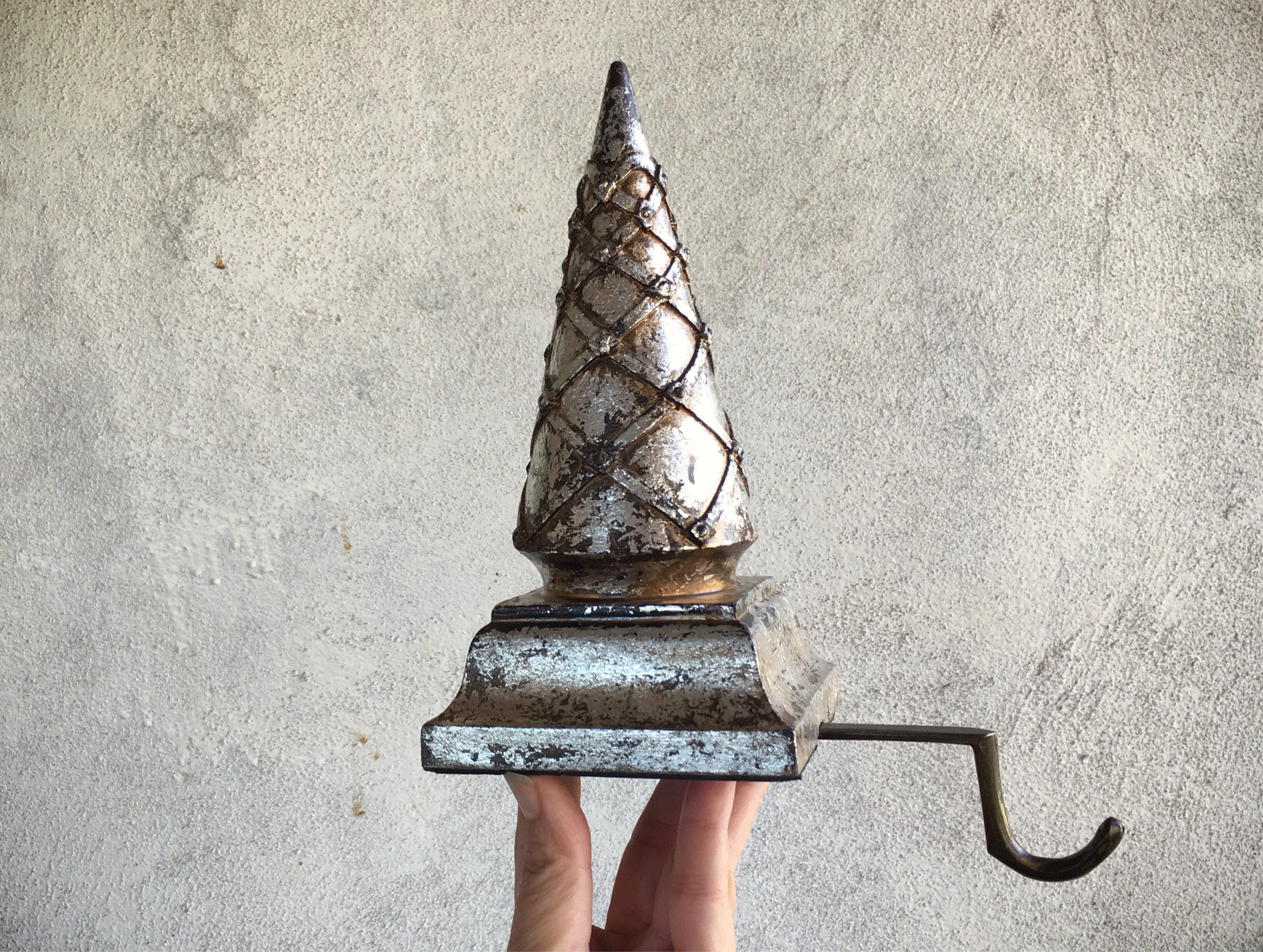 Distressed Finial Christmas Stocking Holders for Mantle, Rustic