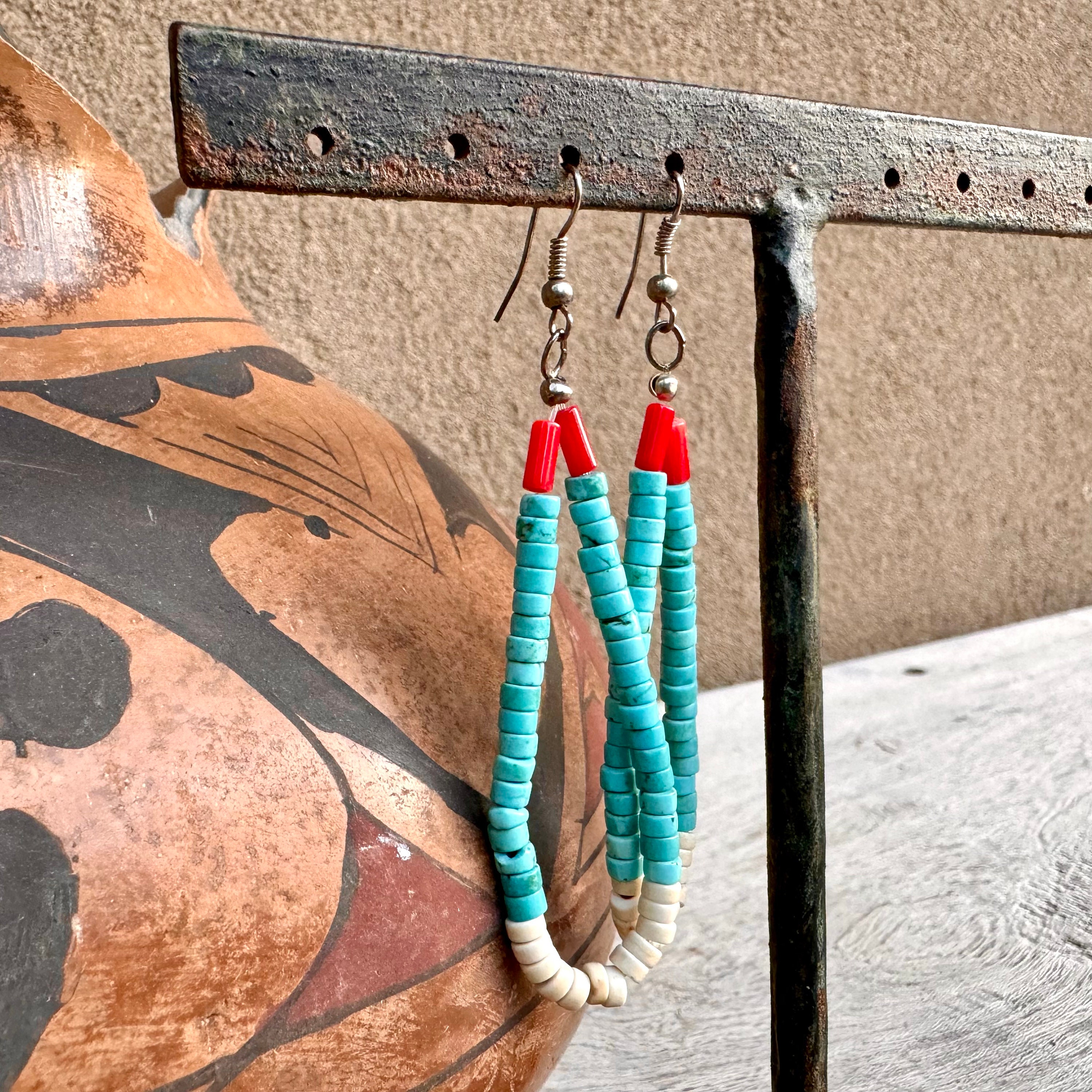 Extra Long Jacla Vintage Navajo Native American Jewelry jewelry Sky Blue Turquoise Necklace Extra Long Jacla Vintage Navajo Native American Jewelry jewelry Sky Blue Turquoise Necklace