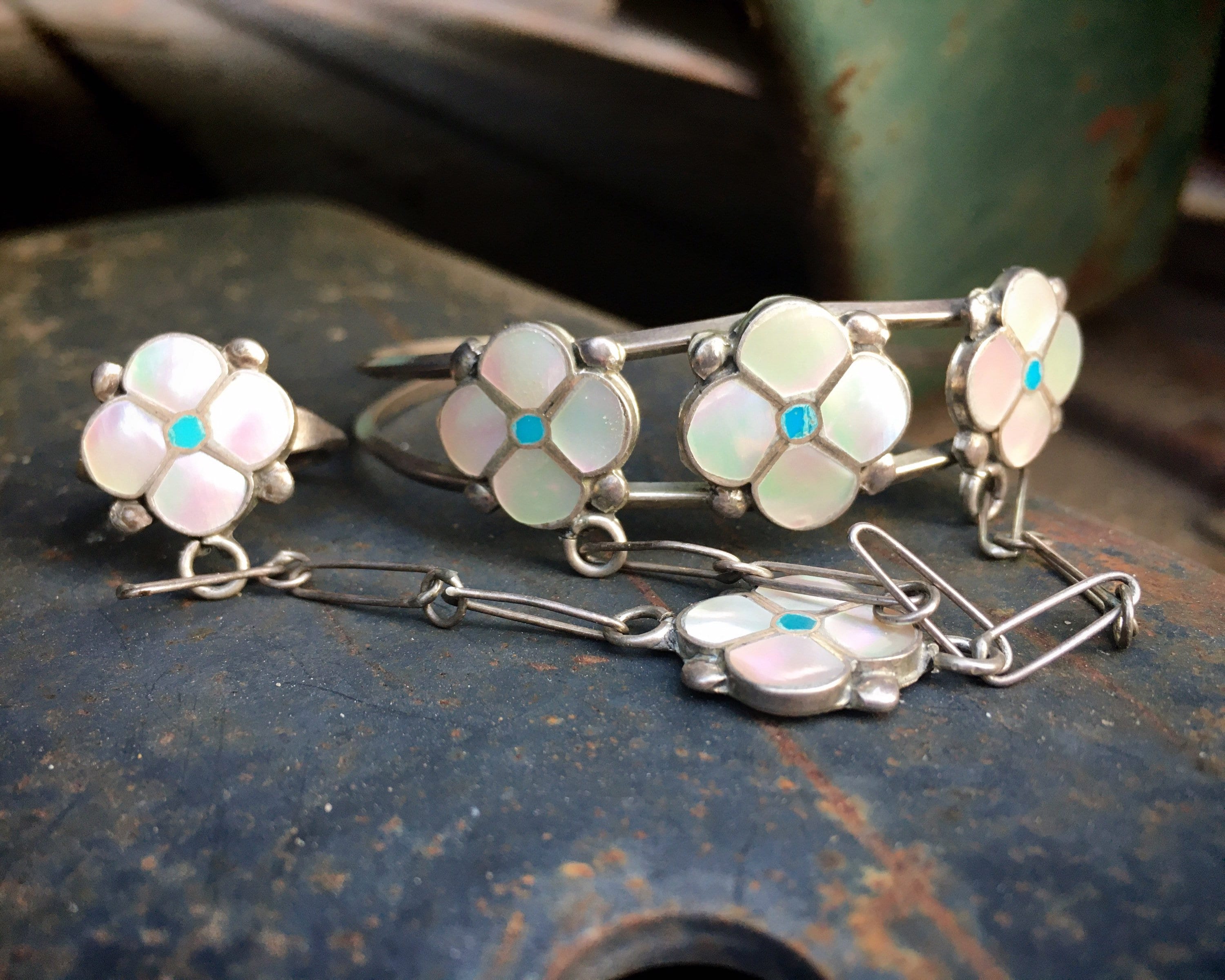 Bracelets/Cuffs in Sterling Silver with Turquoise and Natural Stones - Gold  Bear Trading Company