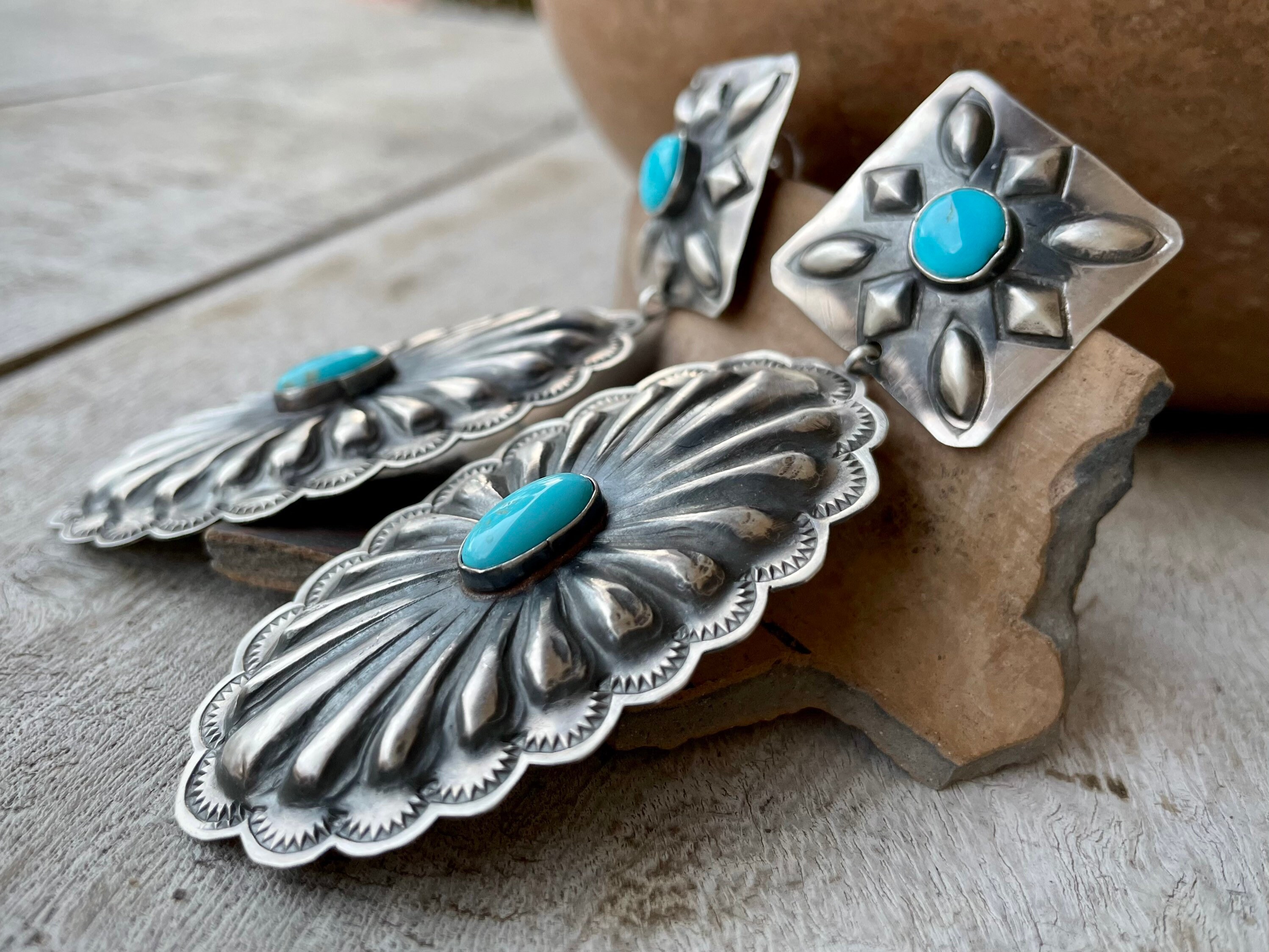 Turquoise concho shop earrings
