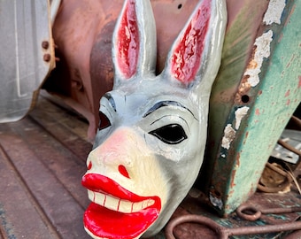 Mexican Paper Mache Donkey Head Mask Wall Hanging, Mule Lover Gift, Southwestern Decor