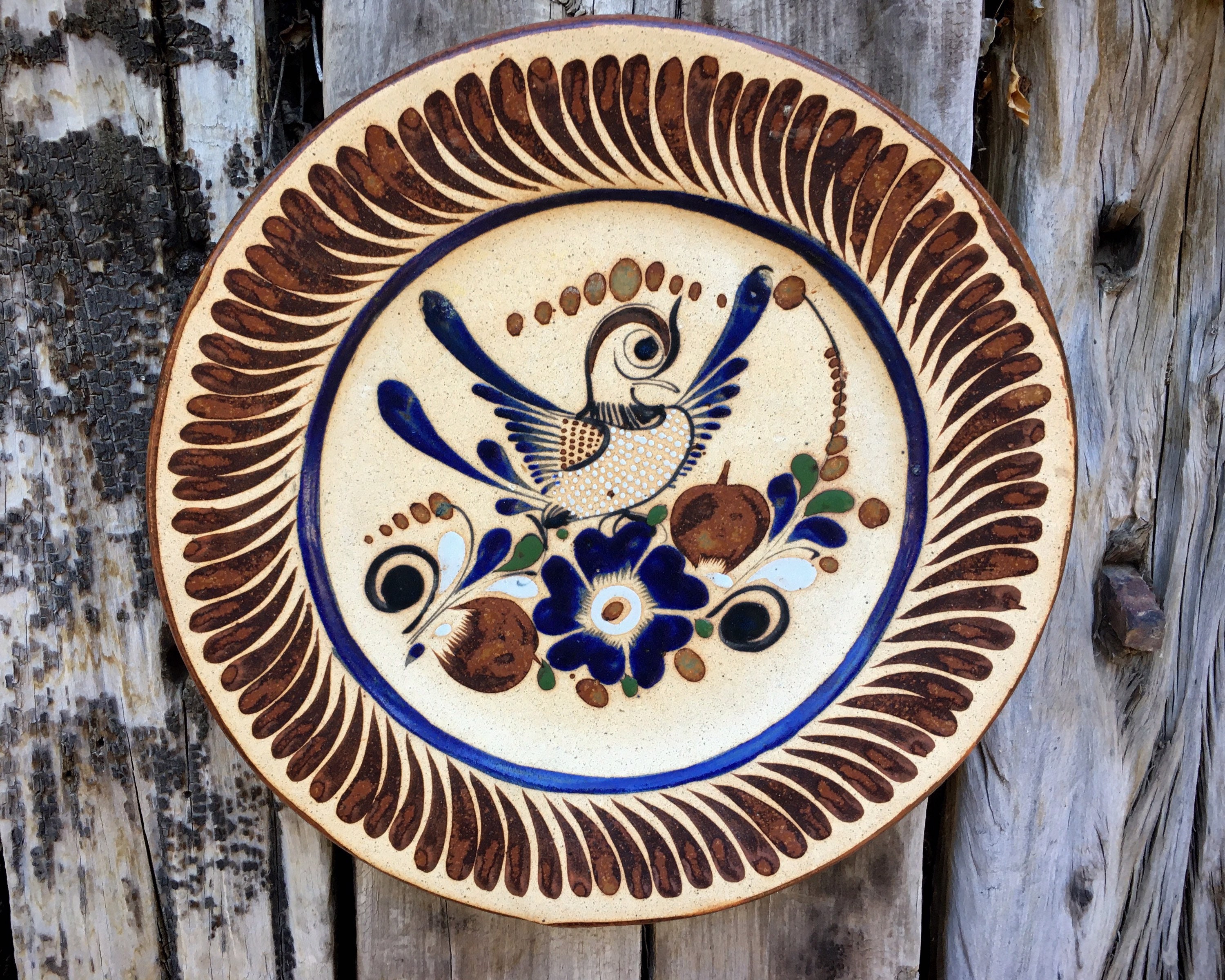 12 Heavy Tonala Pottery Decorative Stoneware Plate Wall Hanging