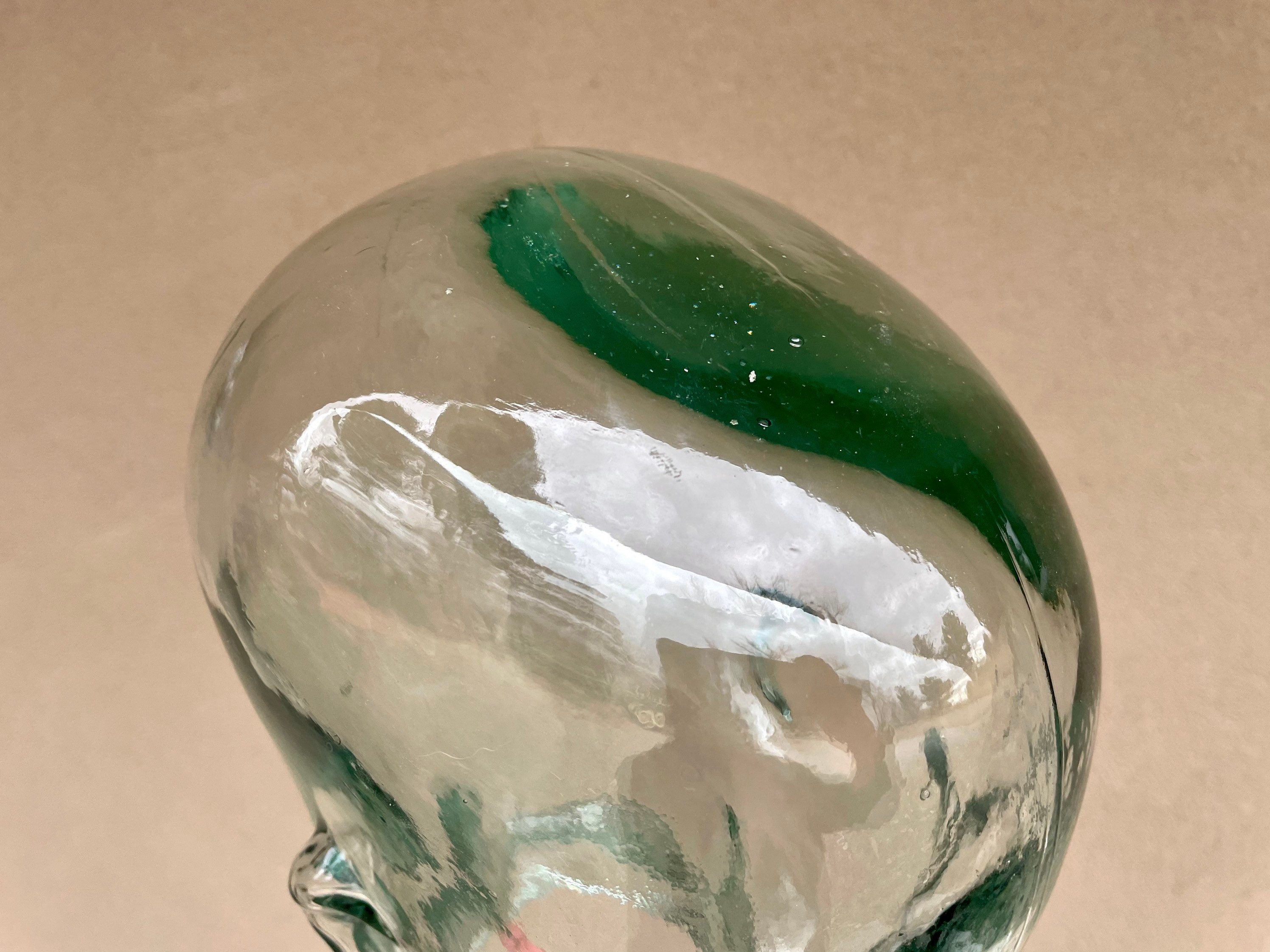 Vintage Art Glass Head Sculpture Display, Mannequin Bust, Sunglasses