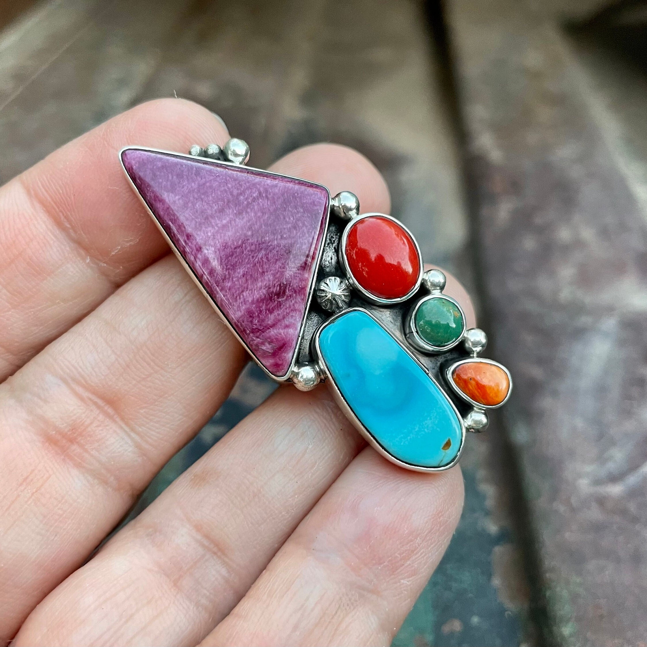 Navajo Mary Jane Garcia Turquoise Multistone Ring Size 8.5, Native ...