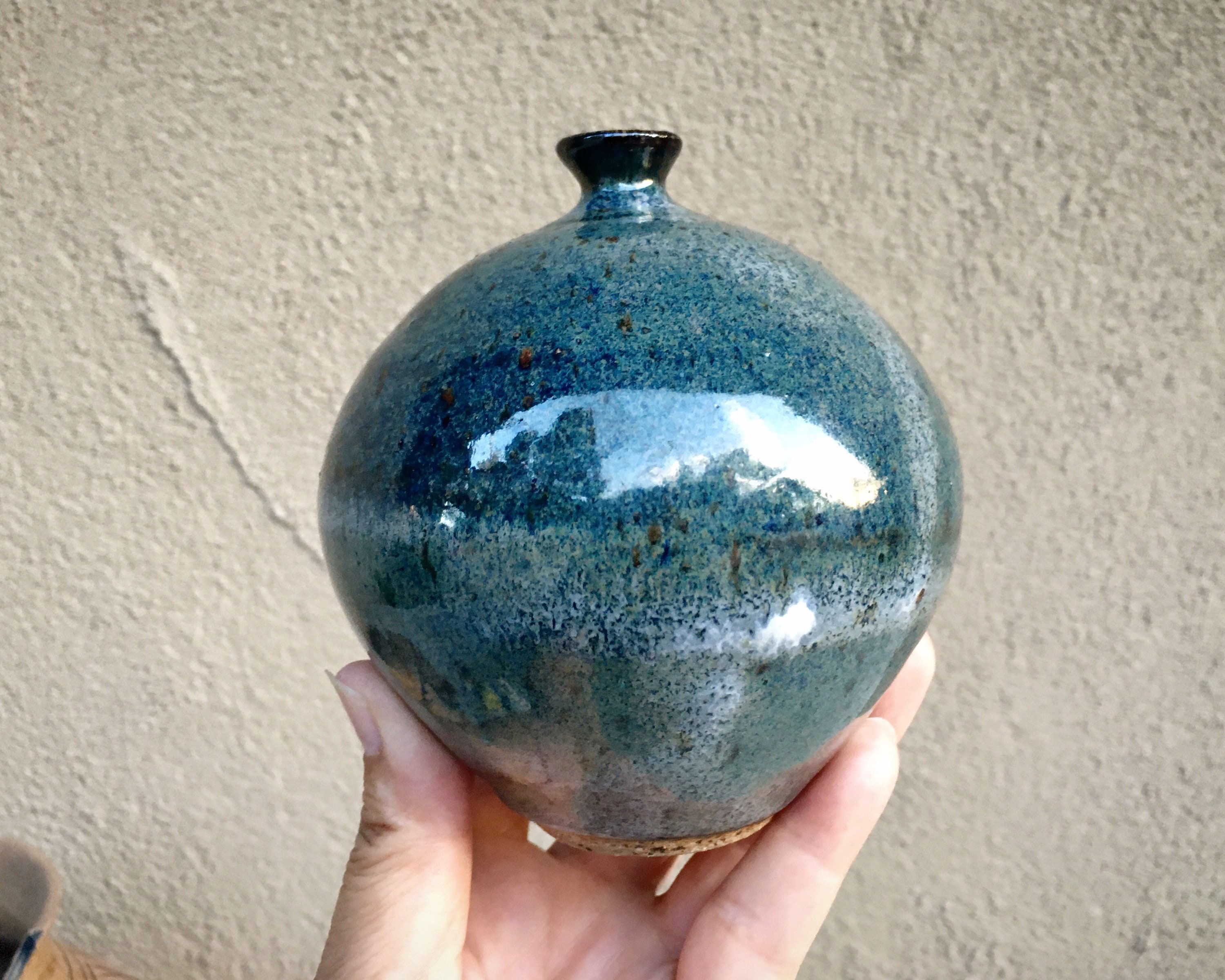 Blue Glaze Studio Pottery Bud Vase, Vintage Hand Thrown Weed Pot Dry ...