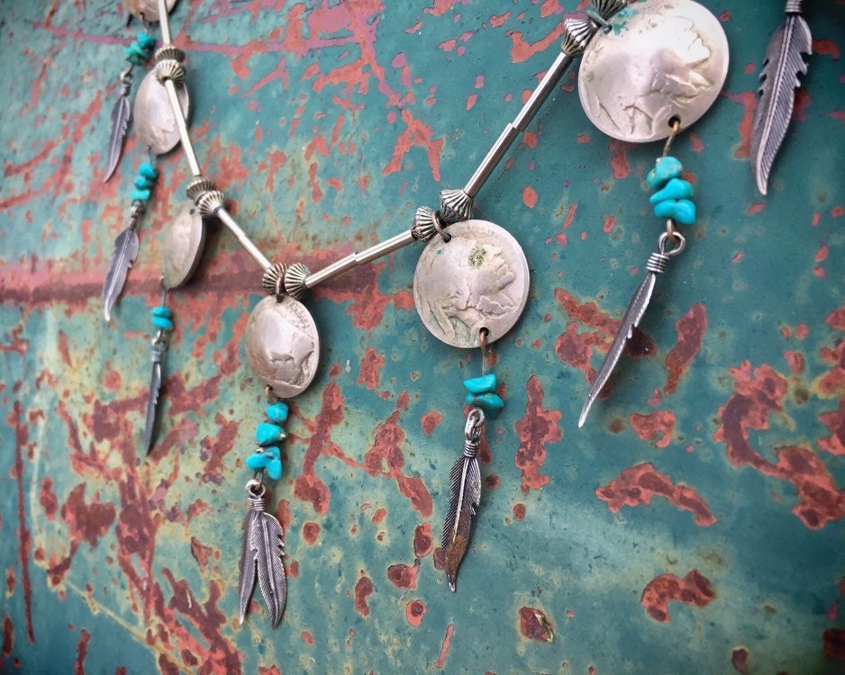 Sections Of Glory! Vintage Native American Navajo Turquoise Sterling Silver Necklace Sections Of Glory! Vintage Native American Navajo Turquoise Sterling Silver Necklace
