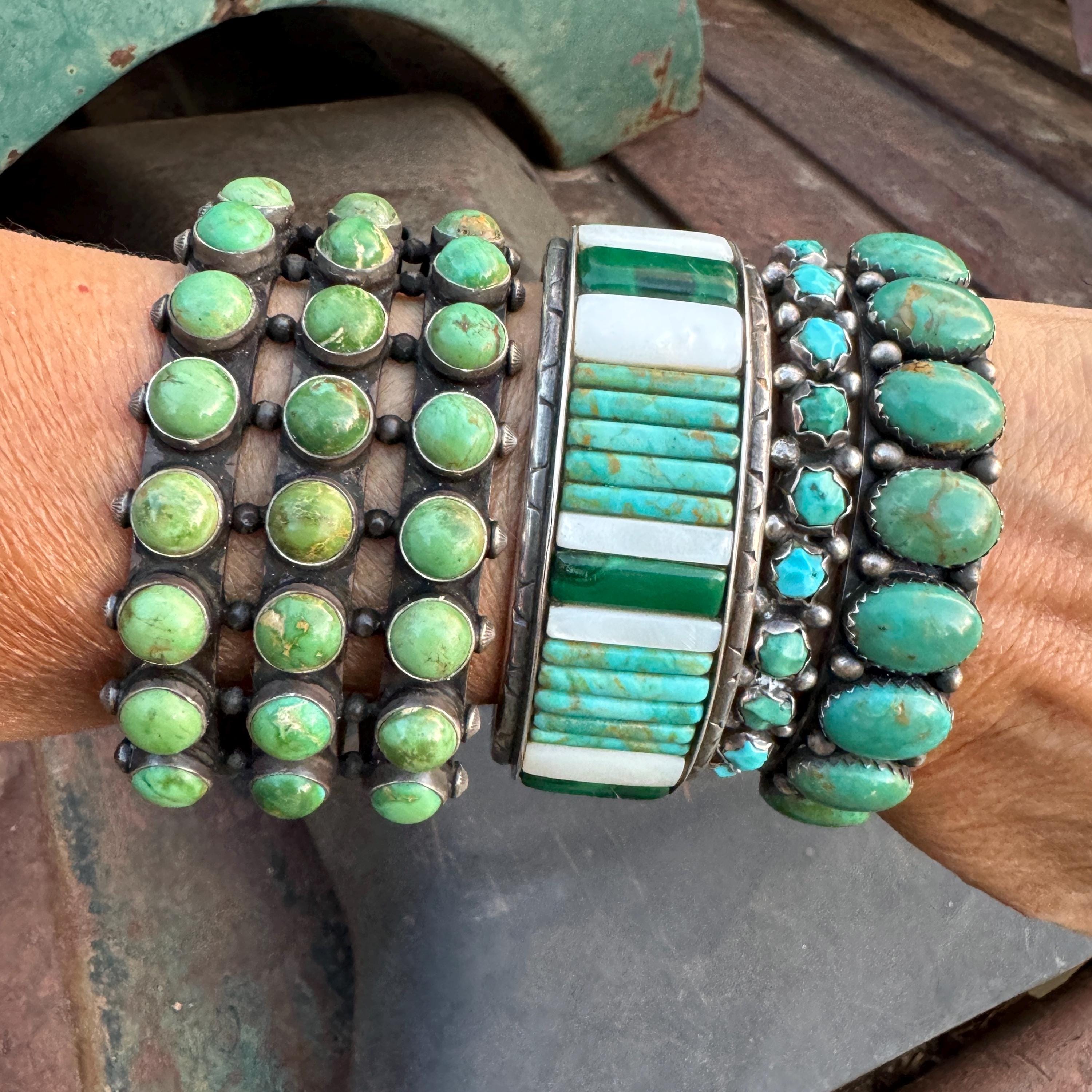 Navajo Herman Smith Three Row Turquoise Cuff Bracelet Approx Navajo Herman Smith Three Row Turquoise Cuff Bracelet Approx