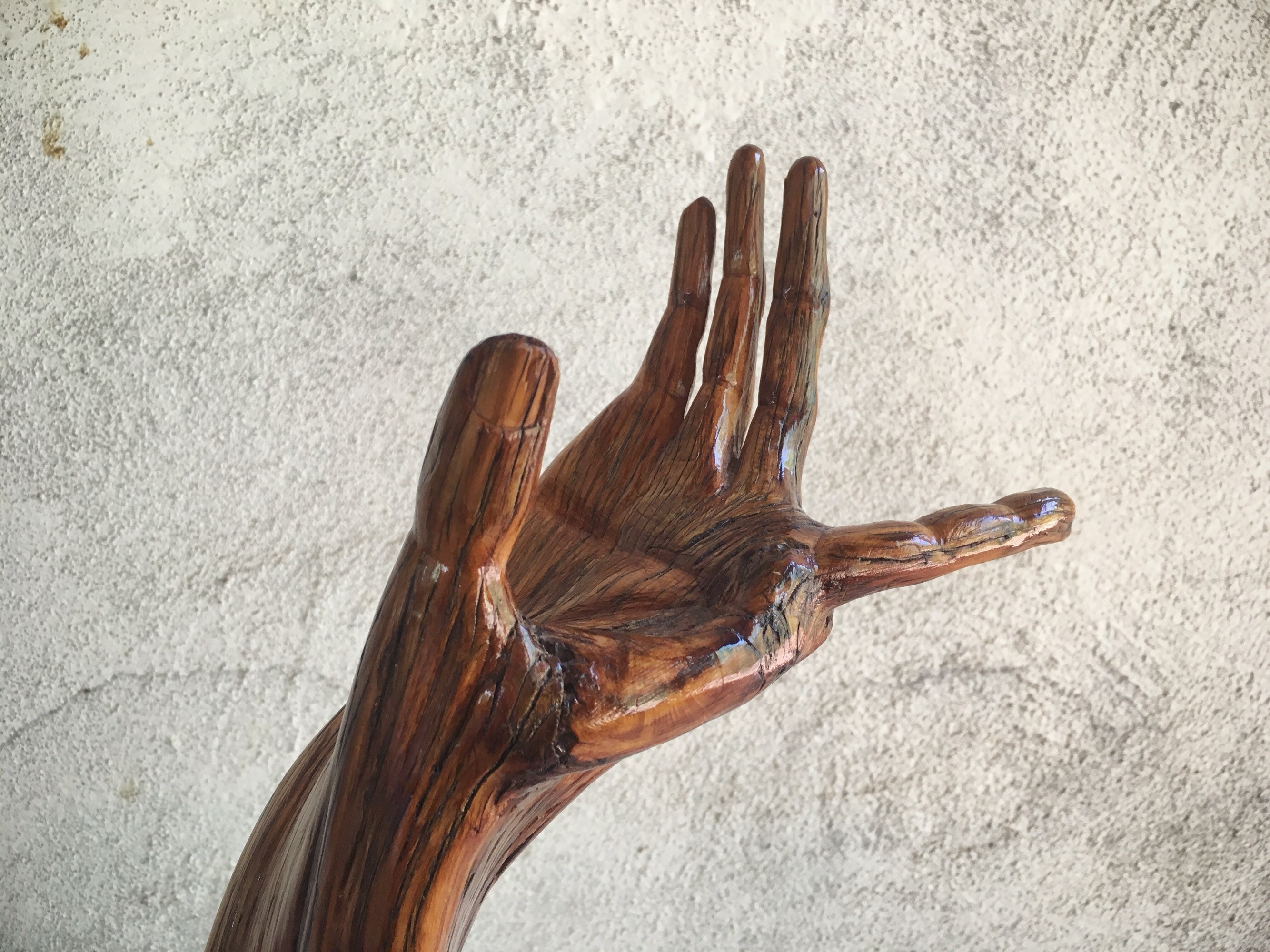 Burl Wood Hand Sculpture Natural Decor, Gift for Writer or Artist, Outsider Art Wood Carving
