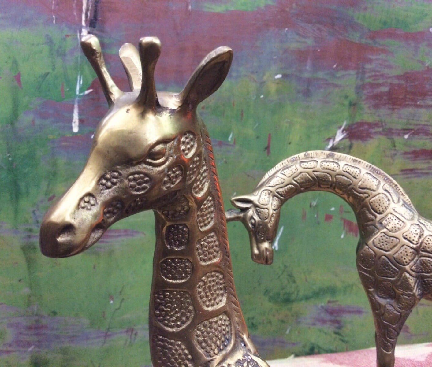 Midcentury Decor Brass Giraffe Statues, Brass Figurines, Brass Decor
