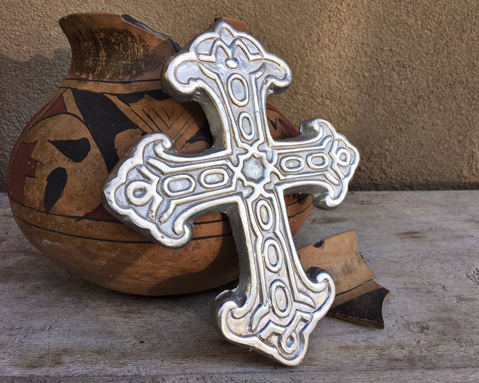 7 Mexican Wall Cross Pewter Metal Spanish Decor, Rustic ...