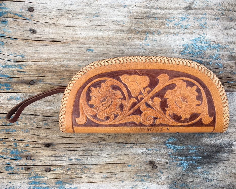 1950s to 1960s Western Clutch Purse Tooled Leather Small Bag, Cowgirl ...