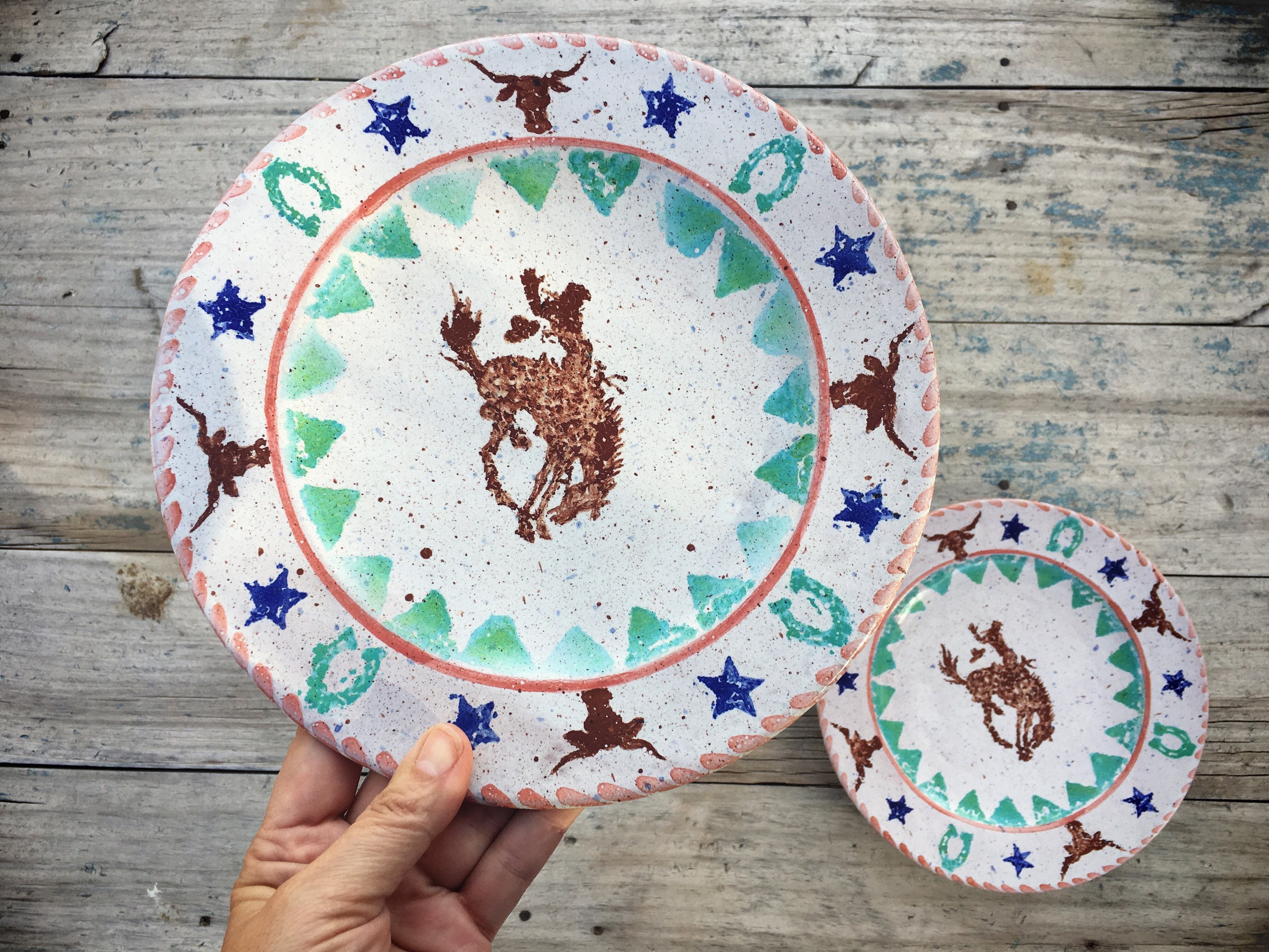 Bucking Bronco Western Plates Cowboy Decor, Western Decor Cowboy Plates