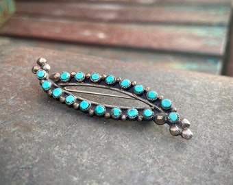 Dainty Older Zuni Turquoise Snake Eye Brooch Pin for Scarf Jacket, Native American Indian Jewelry, Old Pawn, Mother's Day Gift for Woman Mom