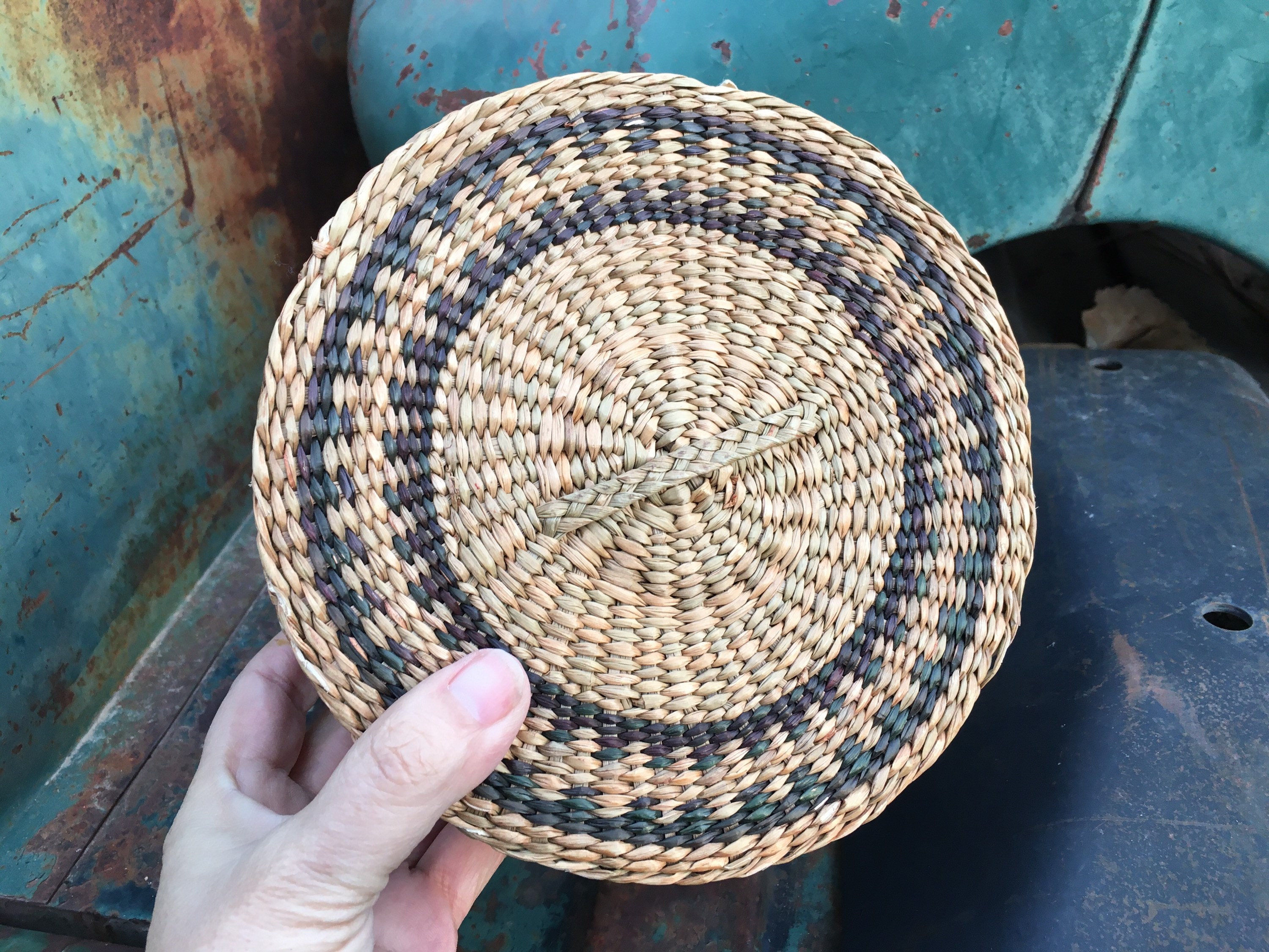 Four Nested Woven Sweetgrass Baskets with Lids, Bohemian Decor, Basket