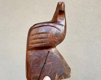 Vintage Carved Hardwood Eagle Statue, Leadership Patriotism Icon, Gift for Raptor Lover