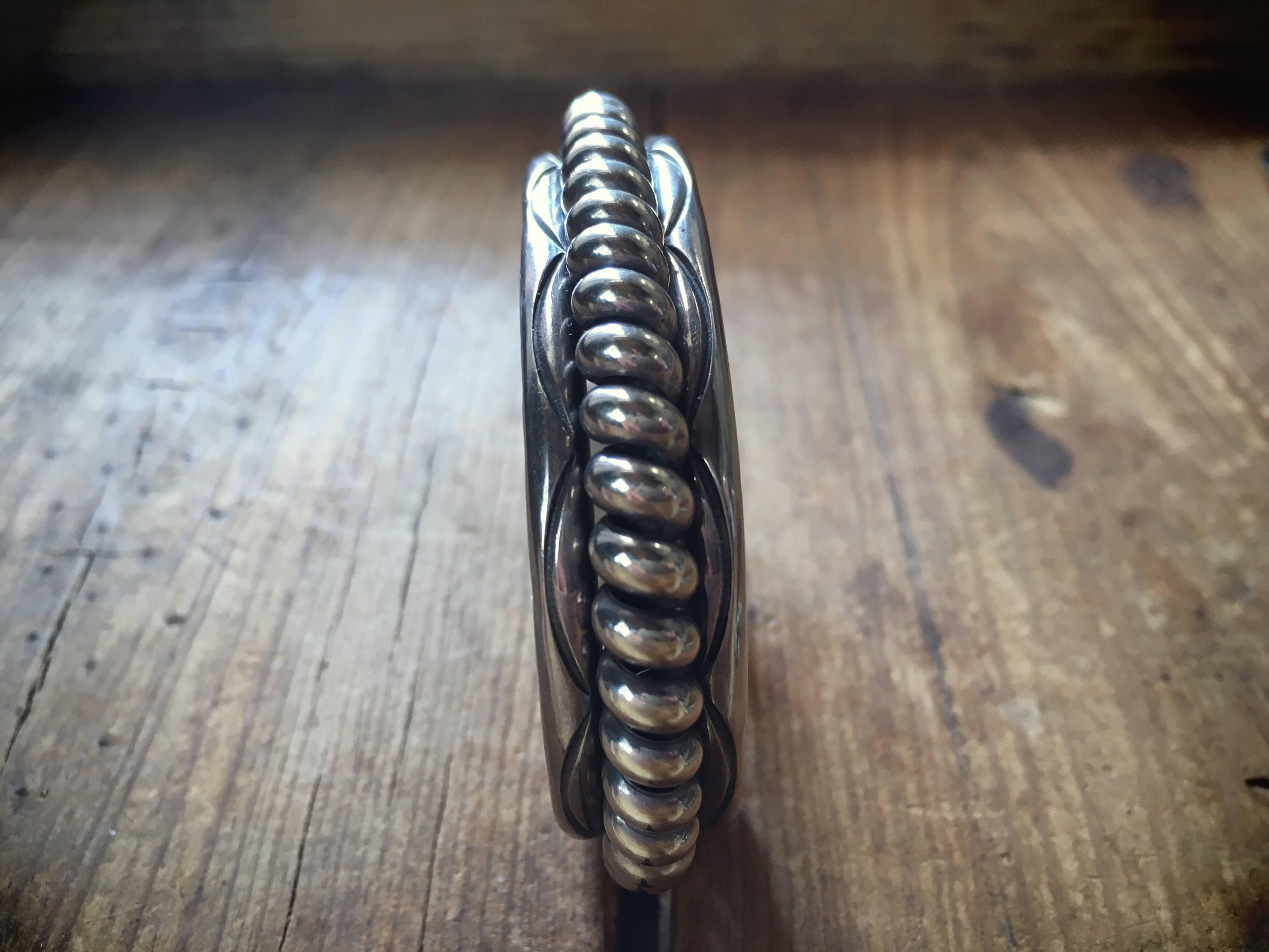 Half-Round WireCuff 1940～Vintage Navajo 33g Vintage Half Round Sterling Silver Cuff Bracelet by