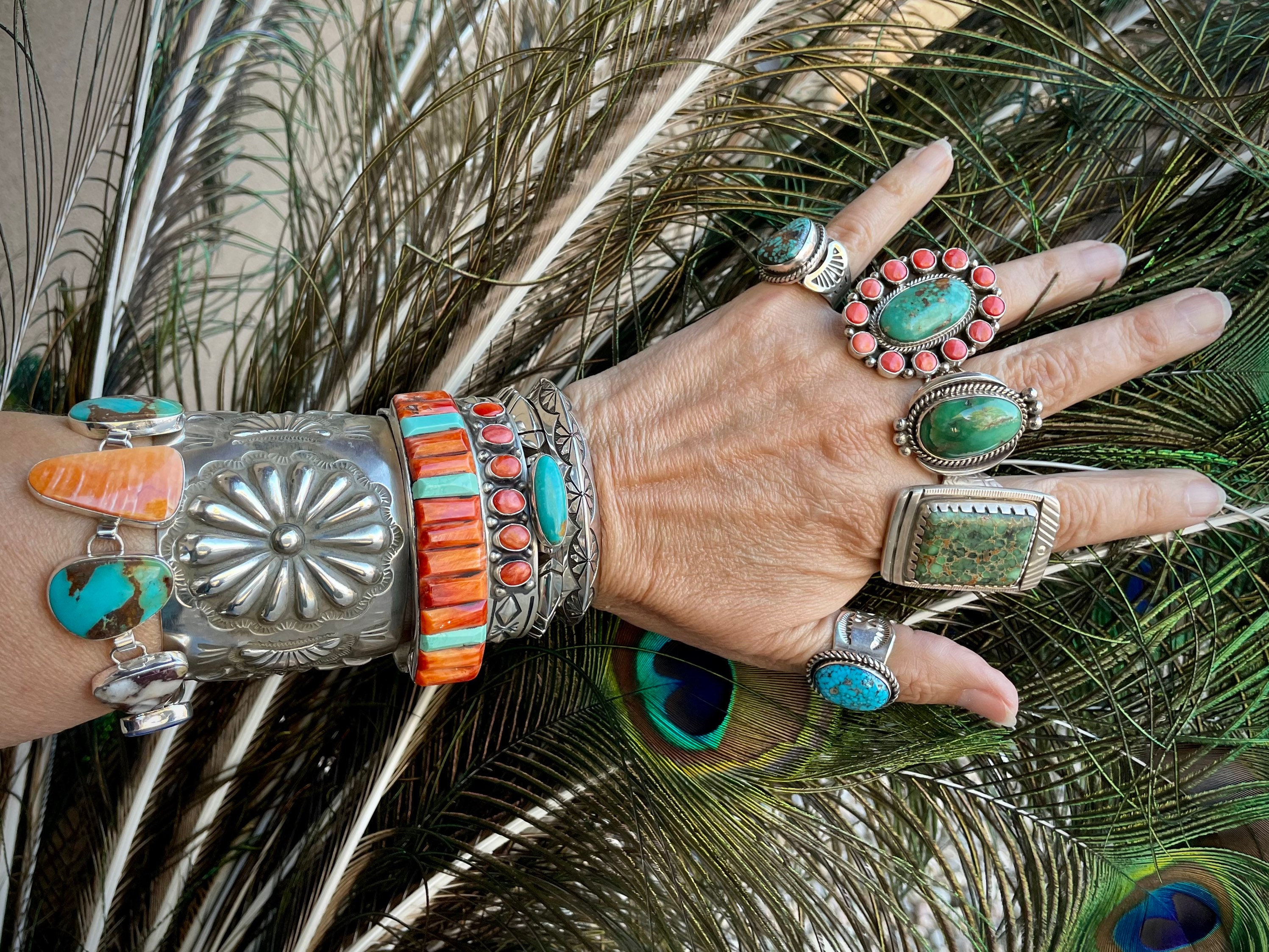 Magnificent 92 Grams Native American Navajo Wide Sterling Silver Bracelet Signed By Elvira Bill Magnificent 92 Grams Native American Navajo Wide Sterling Silver Bracelet Signed By Elvira Bill