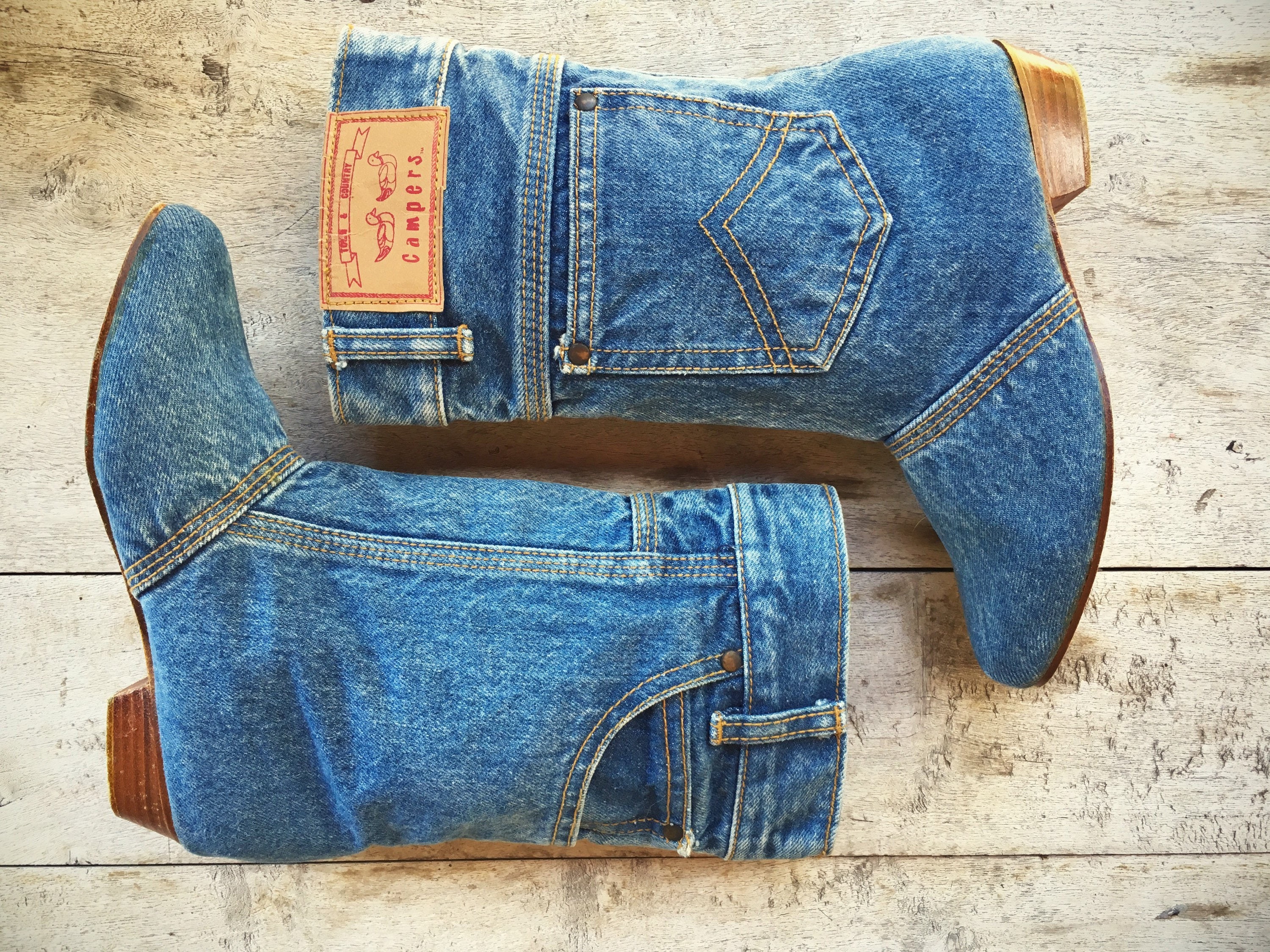 Denim Pocket Boots Blue Jean Iconic 80s Fashion Town & Country Campers ...