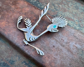 Vintage Sterling Silver Cartoon Roadrunner Brooch Pin, Southwestern Native American Style