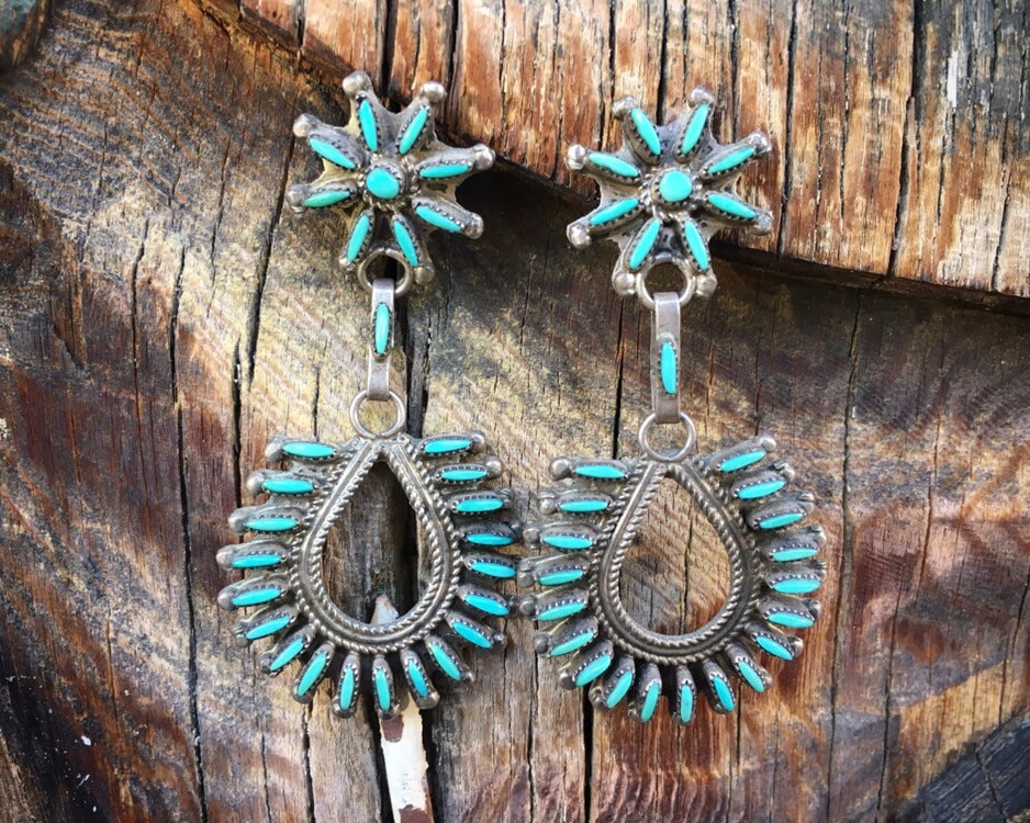 Zuni Needlepoint Sleeping Beauty Turquoise Post Earrings for Women ...