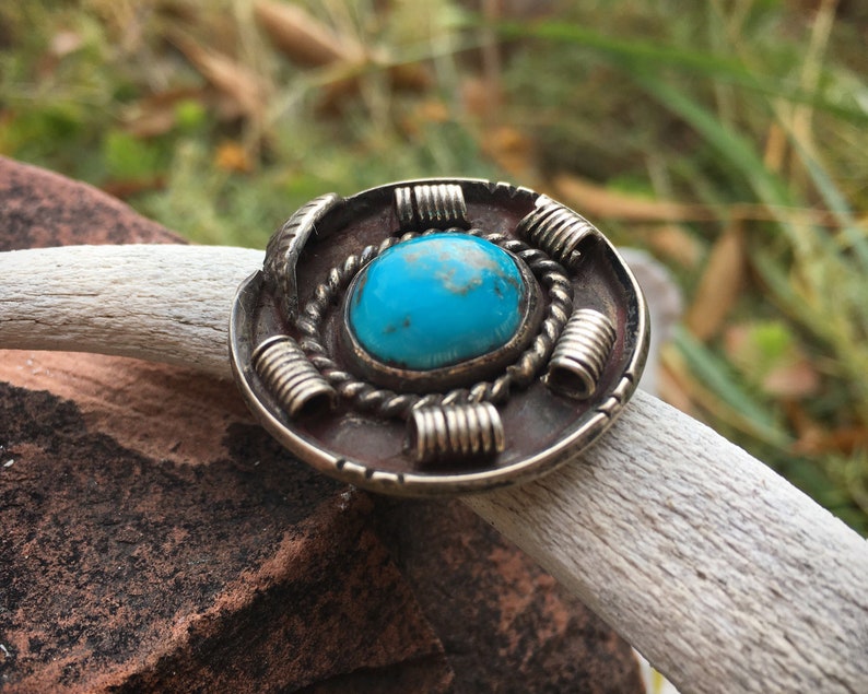 Authentic Turquoise Ring Size 5.5 Native American Indian Jewelry December Birthstone Birthday Gift for Girlfriend Round Navajo Ring