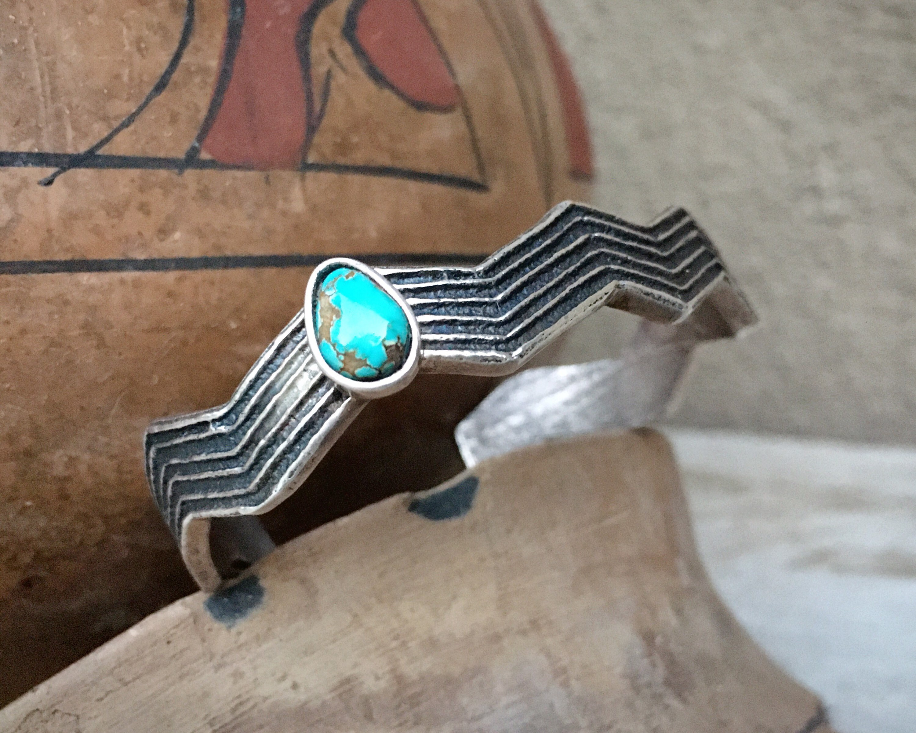 One Of The Most Unique Native American Navajo Zig Zag Turquoise Sterling Silver Bracelet One Of The Most Unique Native American Navajo Zig Zag Turquoise Sterling Silver Bracelet