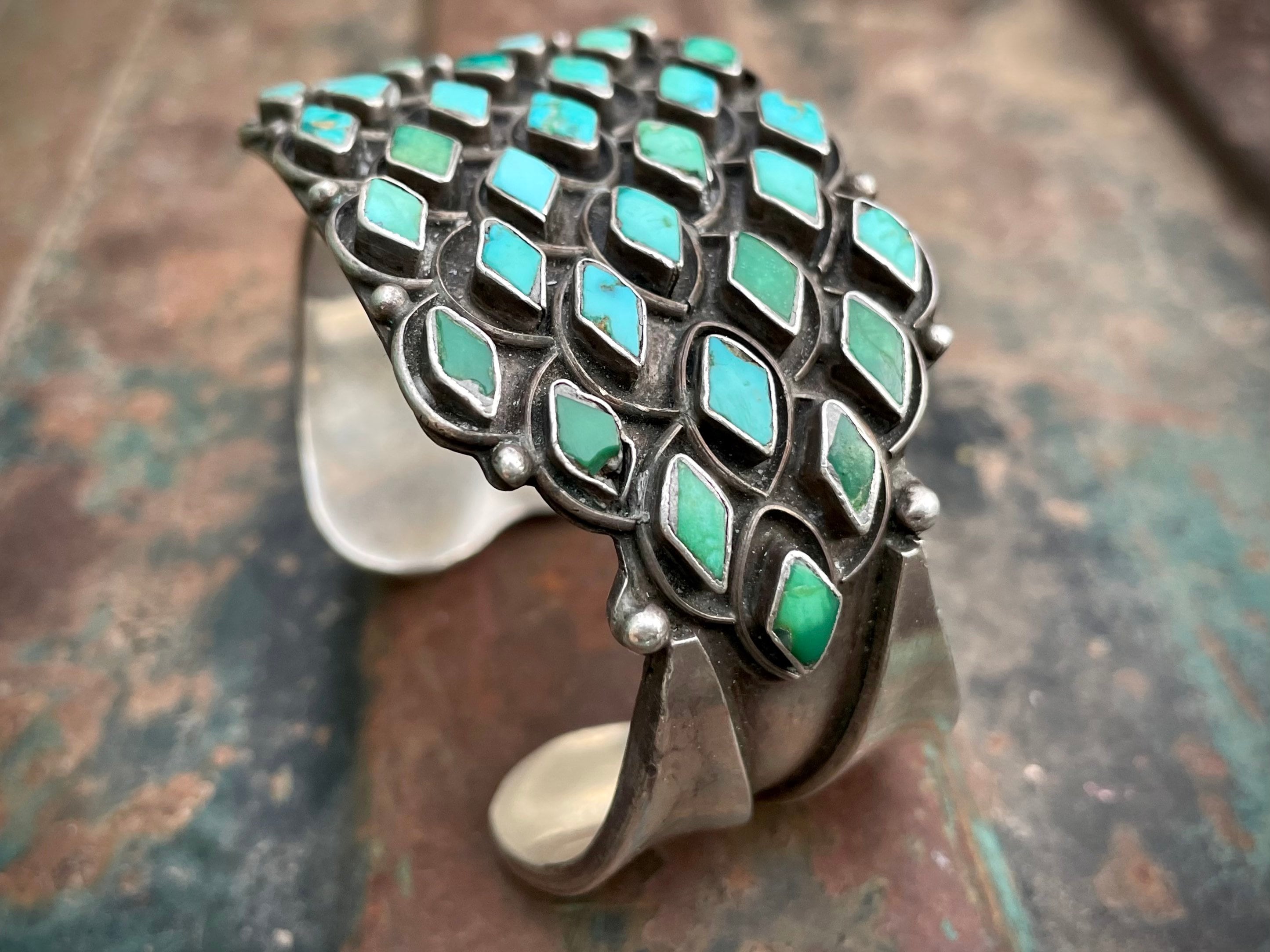 Zuni Silver Turquoise Bracelet by JP Ukestine - NativeIndianMade.com