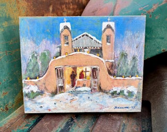 2003 Santuario de Chimayo Painting by Margaret (Peggy) Baucom, 10" x 8", Southwestern Art