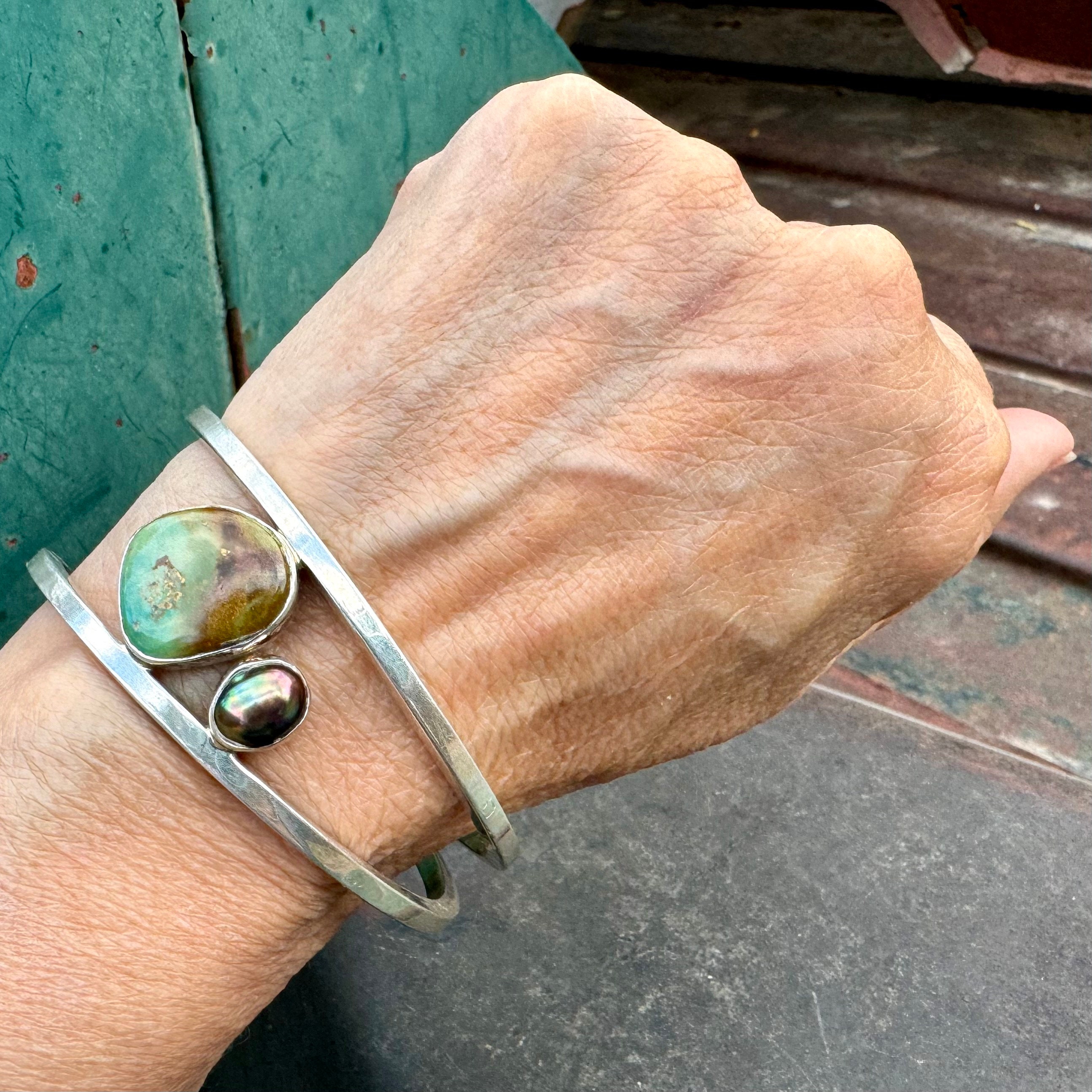Awesome Native American Navajo Royston Turquoise Sterling Silver 15 Wave Rails Bracelet Awesome Native American Navajo Royston Turquoise Sterling Silver 15 Wave Rails Bracelet
