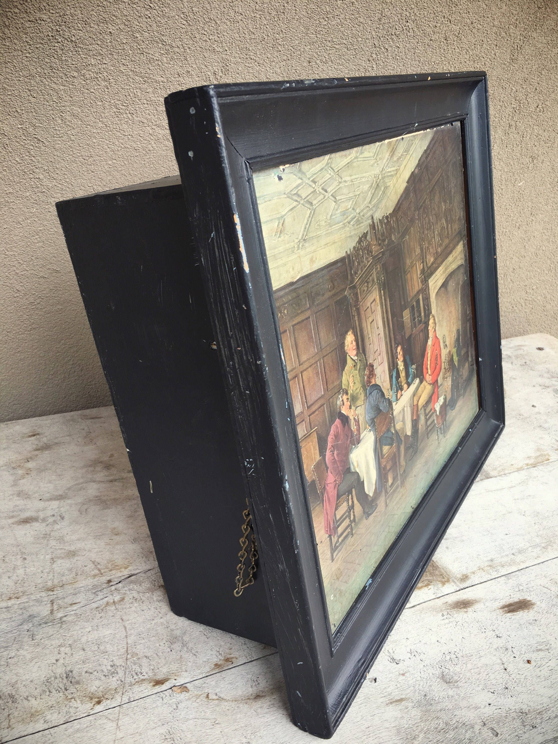 Vintage Concealed Liquor Cabinet Faux Framed Painting Prohibition