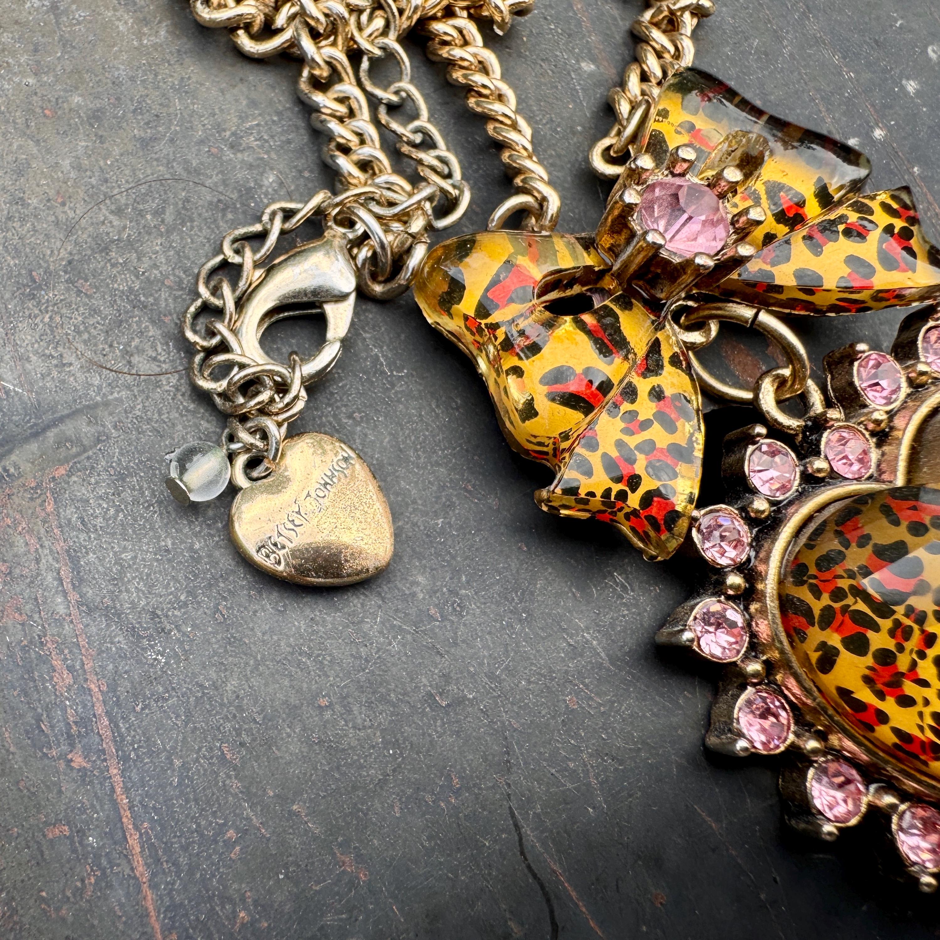 thumbnail image 2 of Betsey Johnson Multi-Colored Stone Lucite Heart Pendant Necklace - Long Length, Fun & Colorful Jewelry 2 of 6