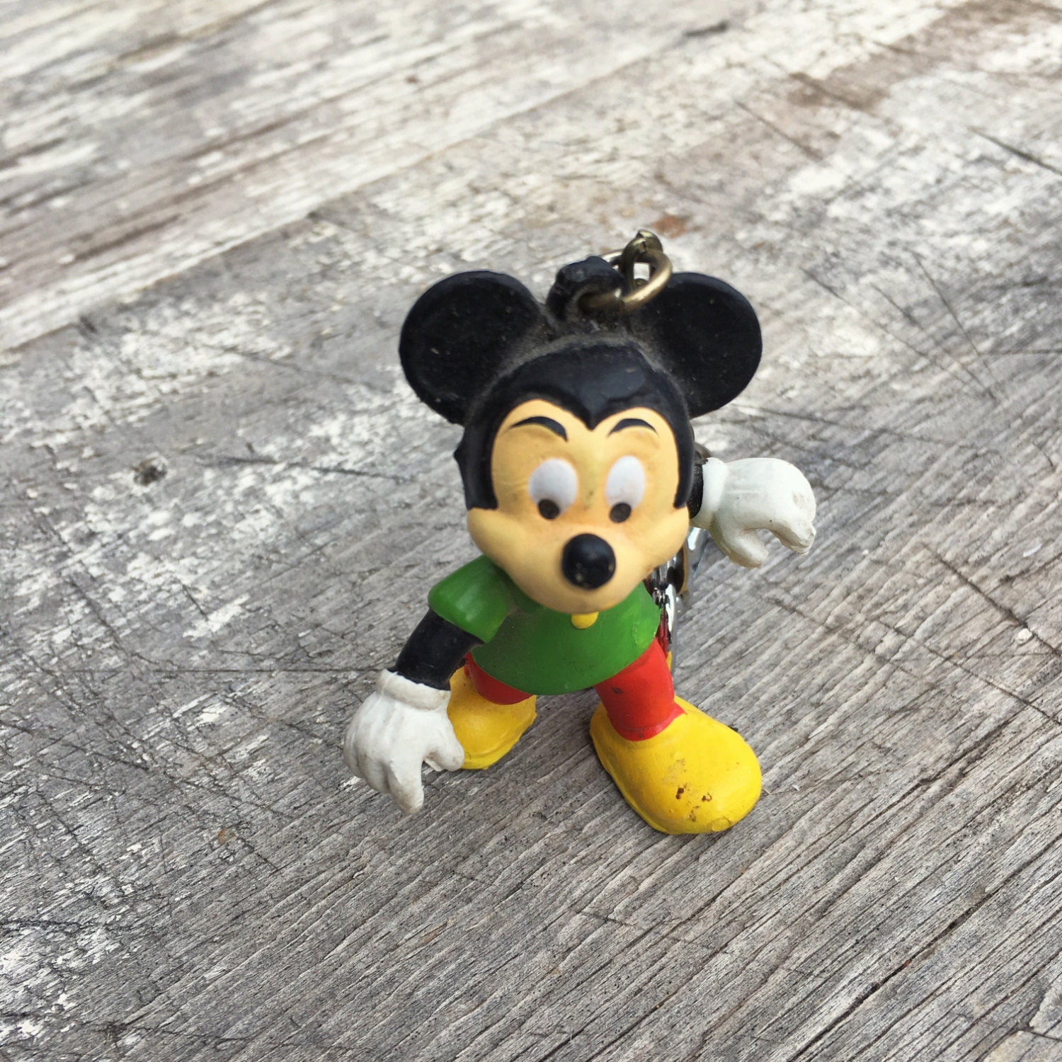 Vintage Made Hong Kong rubber Mickey Mouse keychain fob 1980s