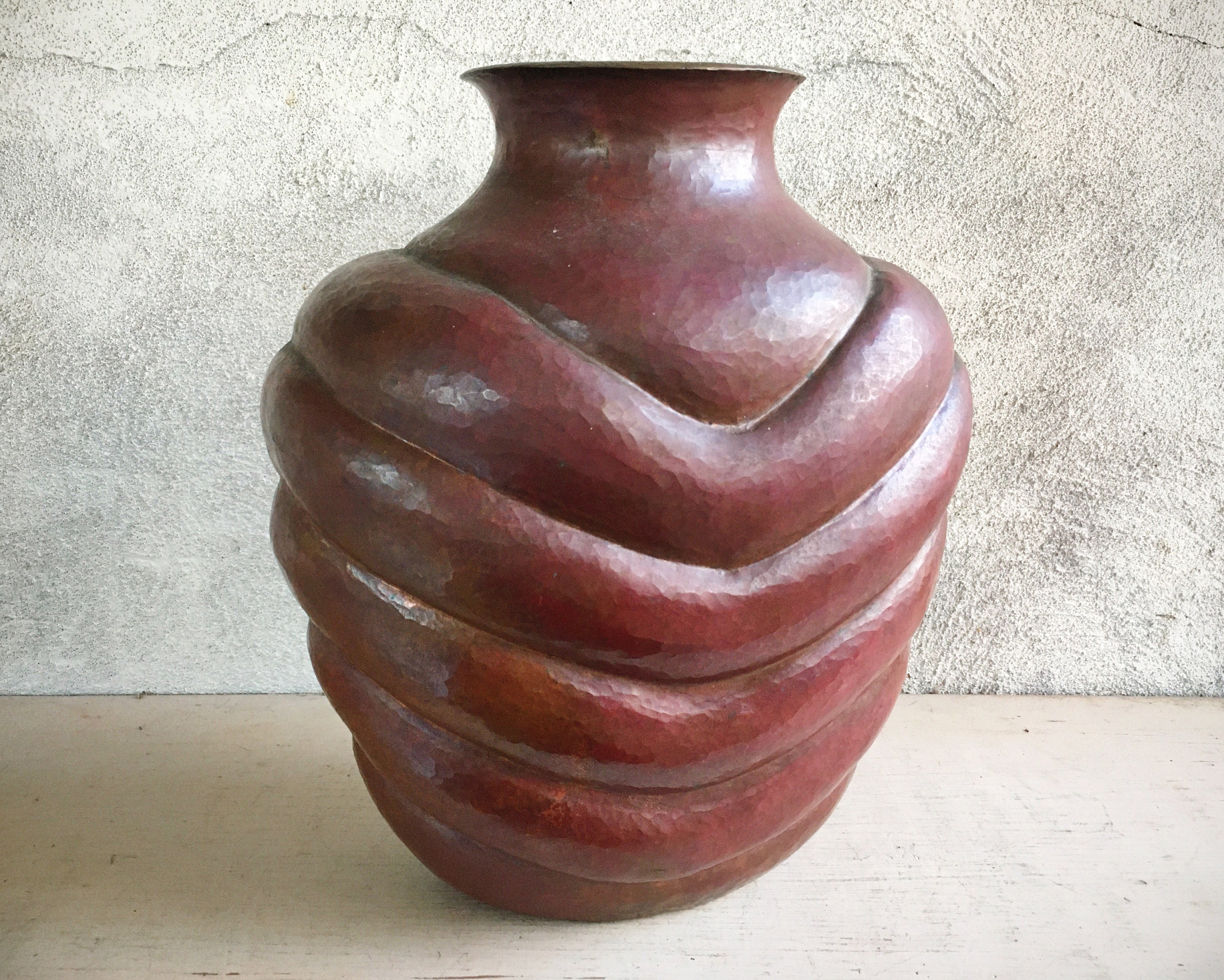 Vintage 12 Tall Hammered Copper Vase From Santa Clara De Cobre