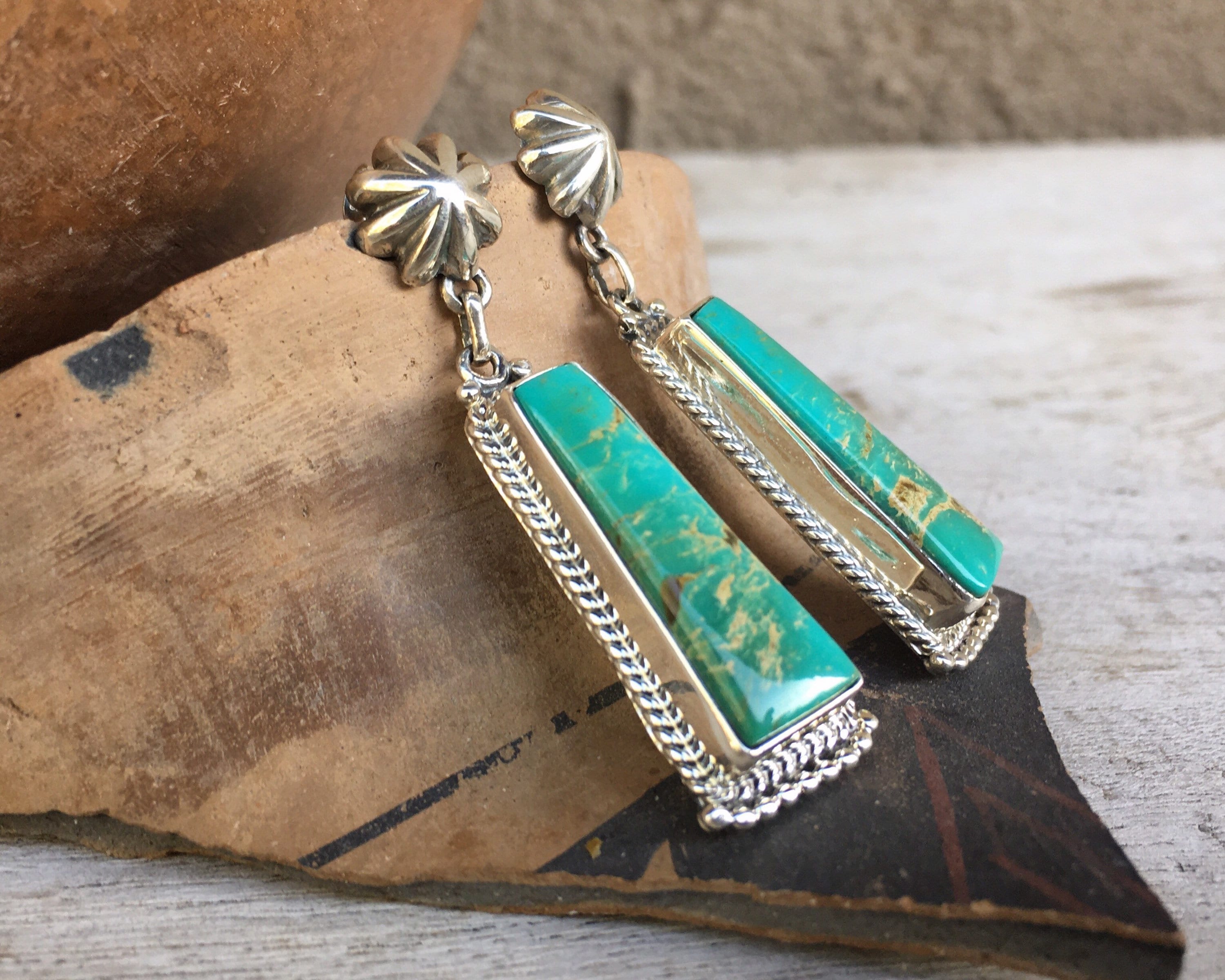 Navajo James Lee Sterling Silver Star and Turquoise Dangle