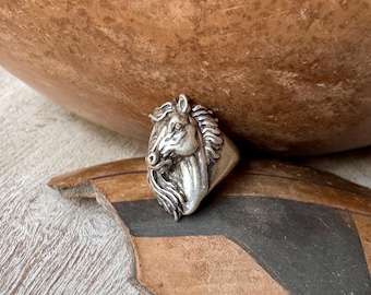 Vintage Sterling Silver Horse Ring Approx Size 4.25, Flowing Mane, Equestrian Jewelry Gift