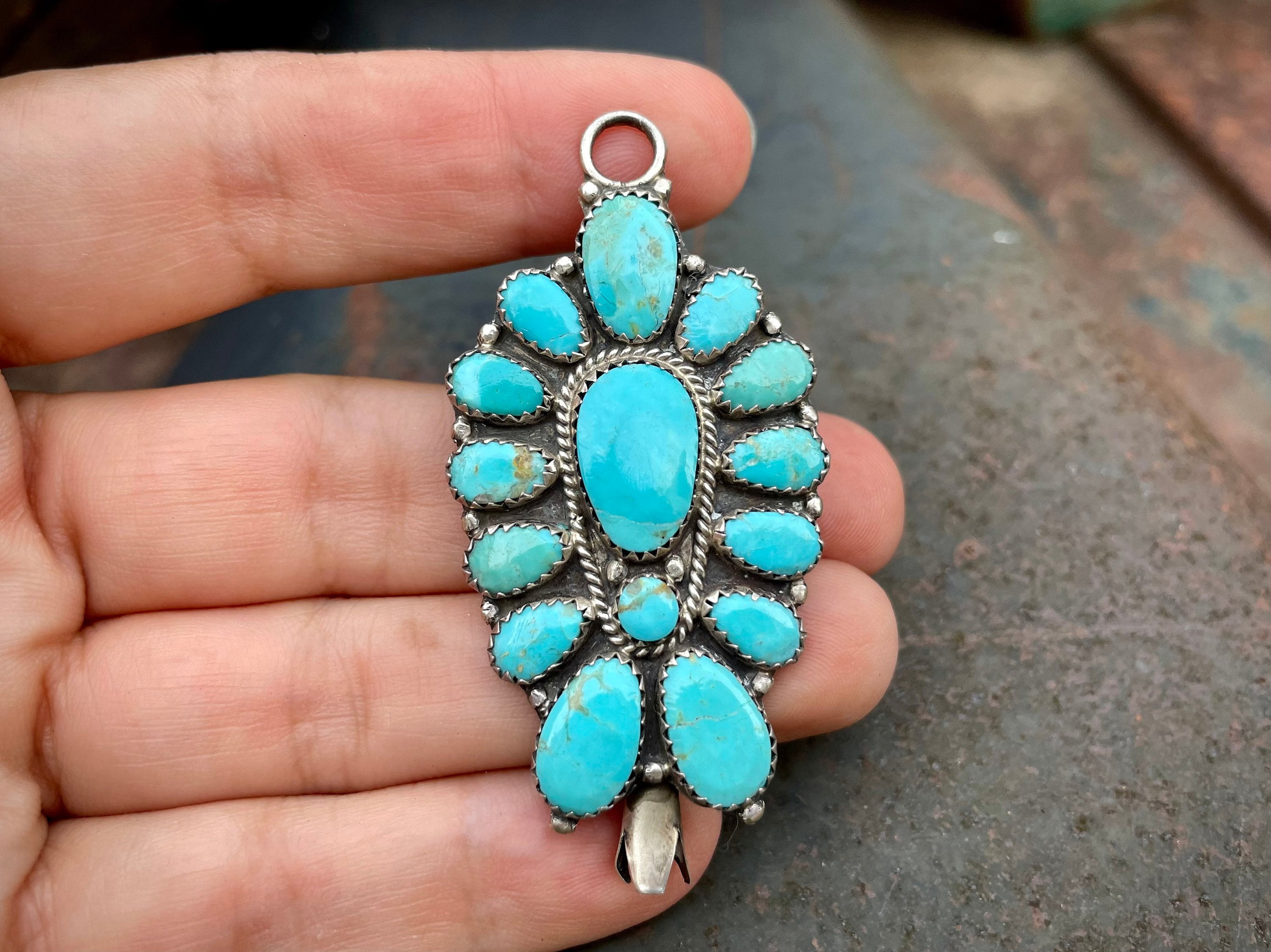 Best Vintage Native American Navajo Larry Moses Begay Turquoise Sterling Silver Cluster Ring Best Vintage Native American Navajo Larry Moses Begay Turquoise Sterling Silver Cluster Ring