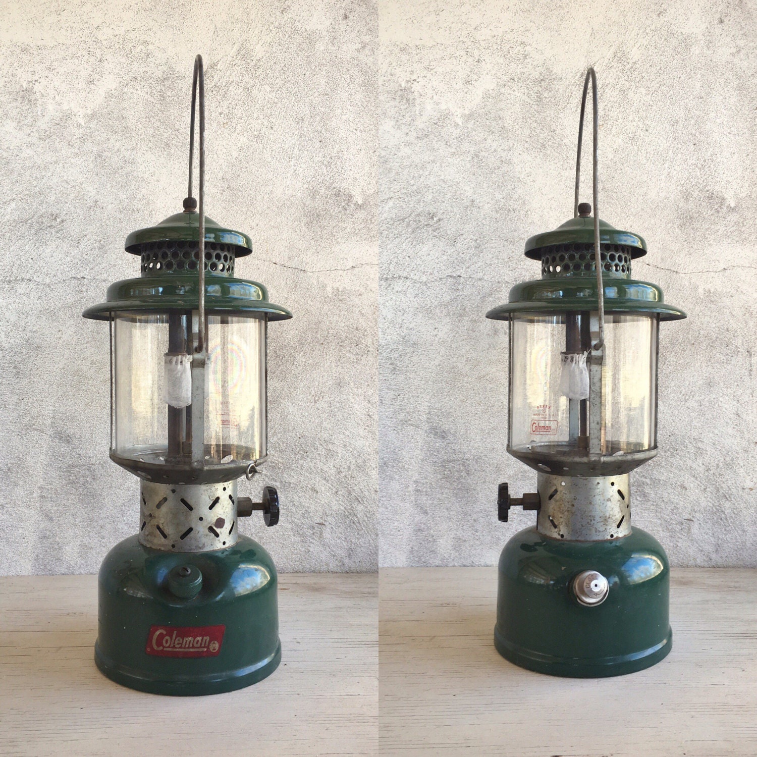 1961 Coleman lantern, camping lantern Model 220E with Pyrex globe