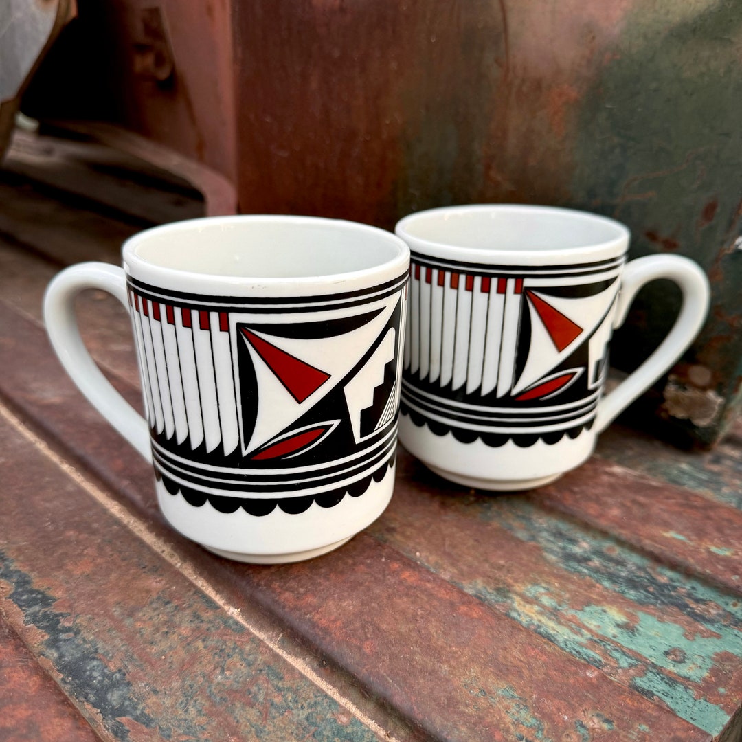 Pair of Vintage Southwestern Ceramic Mugs in Native American Inspired ...