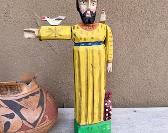 Guatemalan Folk Art Statue Saint Francis de Assisi 15" Tall, Wood Carving